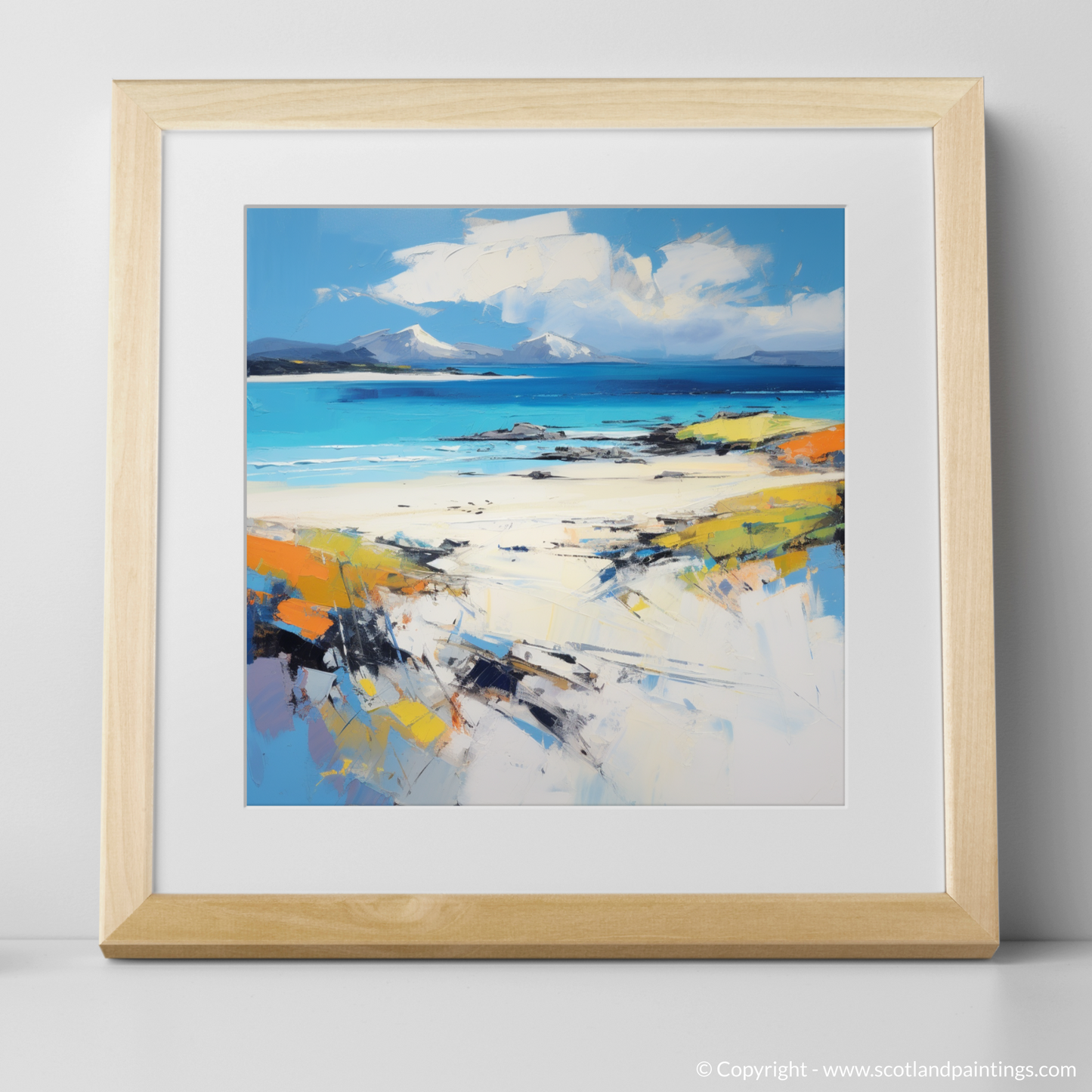 Art Print of Camusdarach Beach, Arisaig with a natural frame