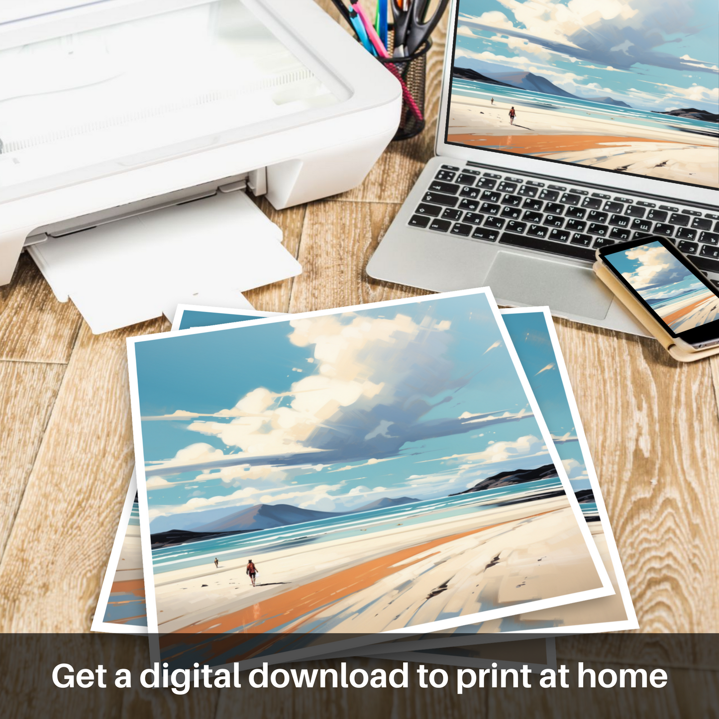 Downloadable and printable picture of Luskentyre Beach, Isle of Harris