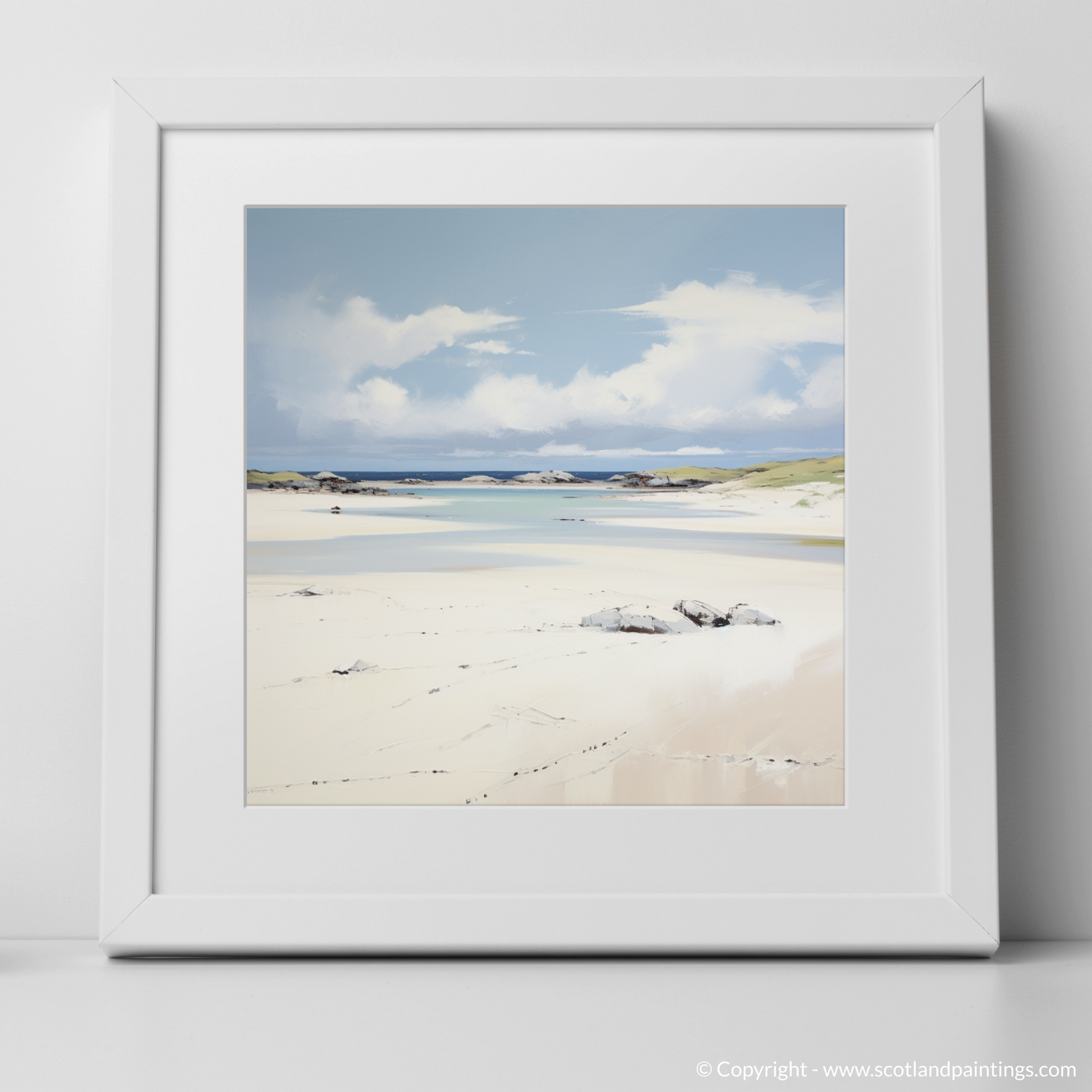 Art Print of Camusdarach Beach, Arisaig with a white frame