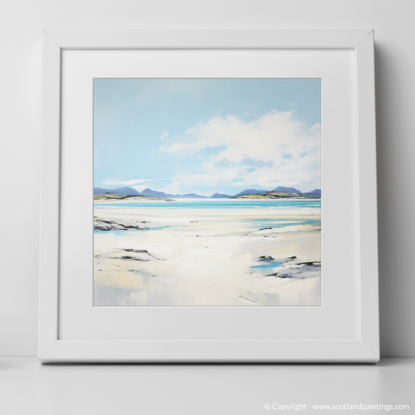 Art Print of Camusdarach Beach, Arisaig with a white frame