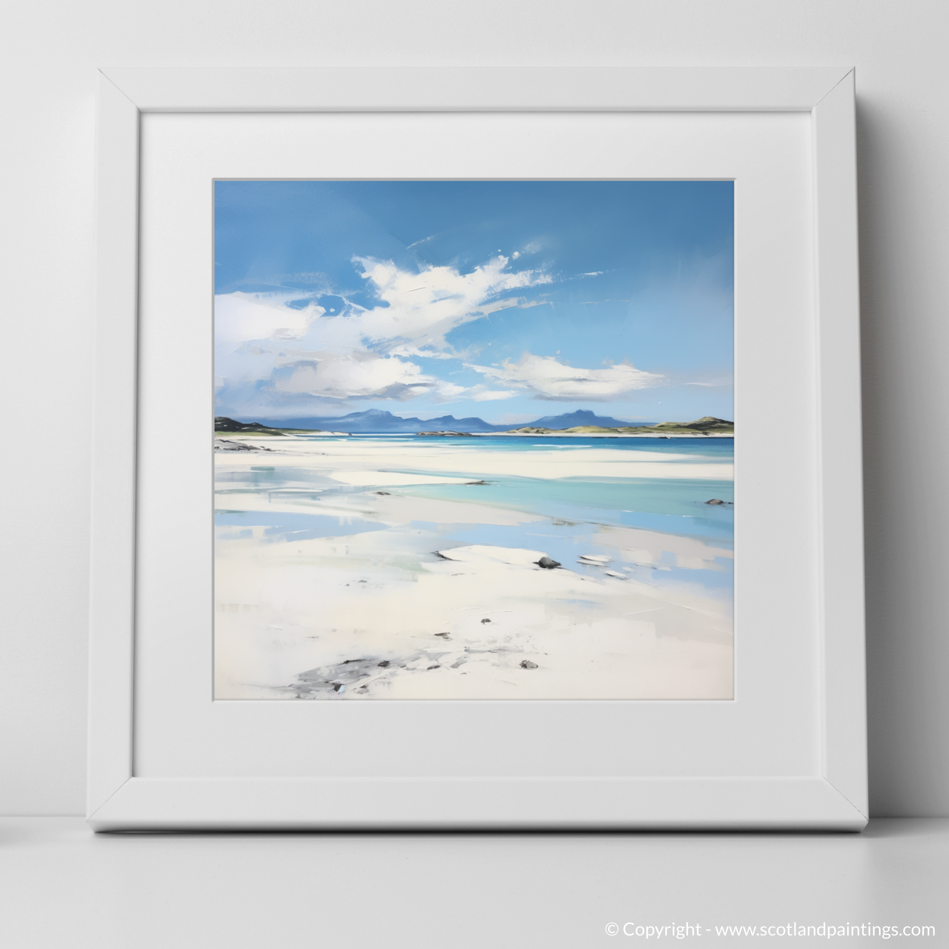 Art Print of Camusdarach Beach, Arisaig with a white frame