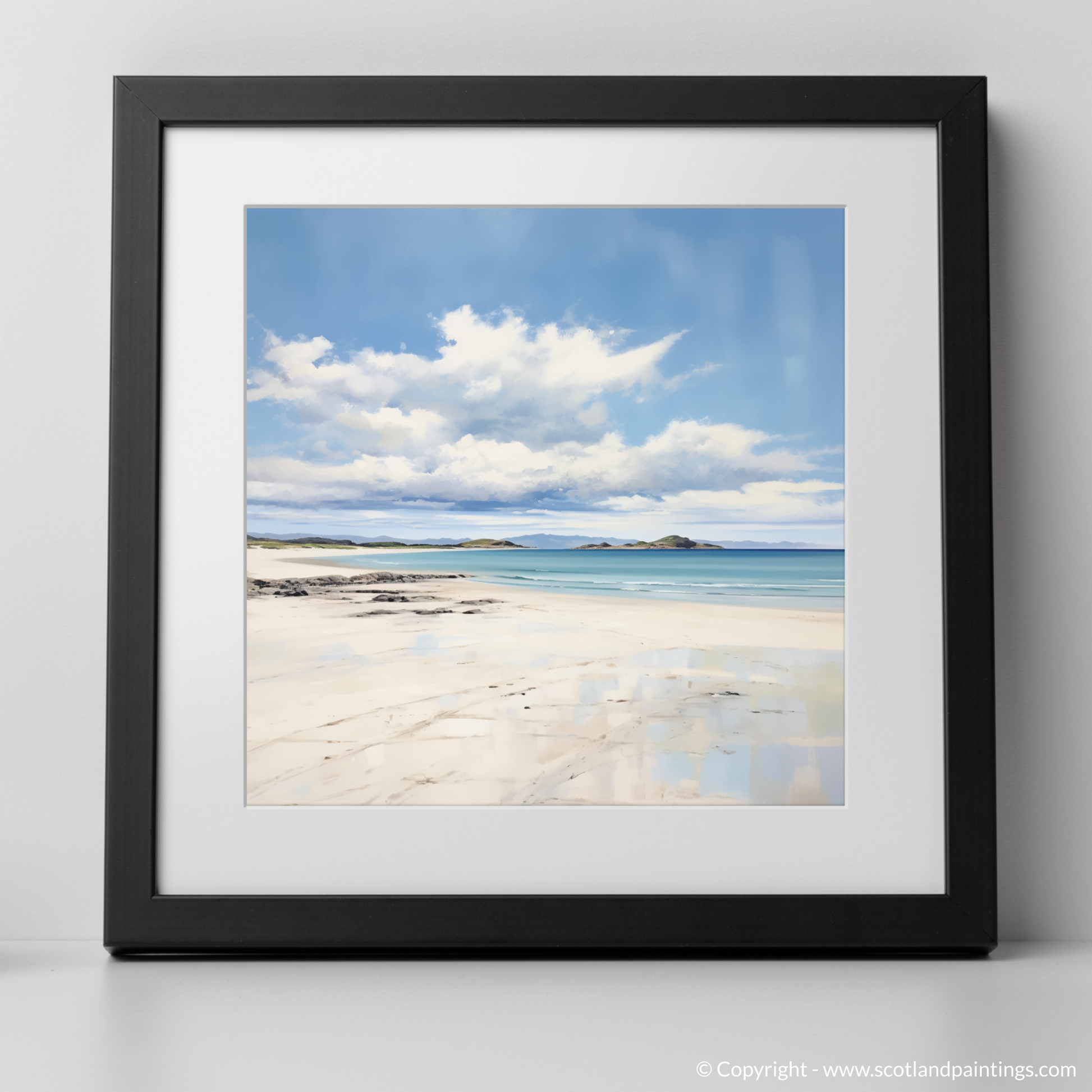 Art Print of Camusdarach Beach, Arisaig with a black frame