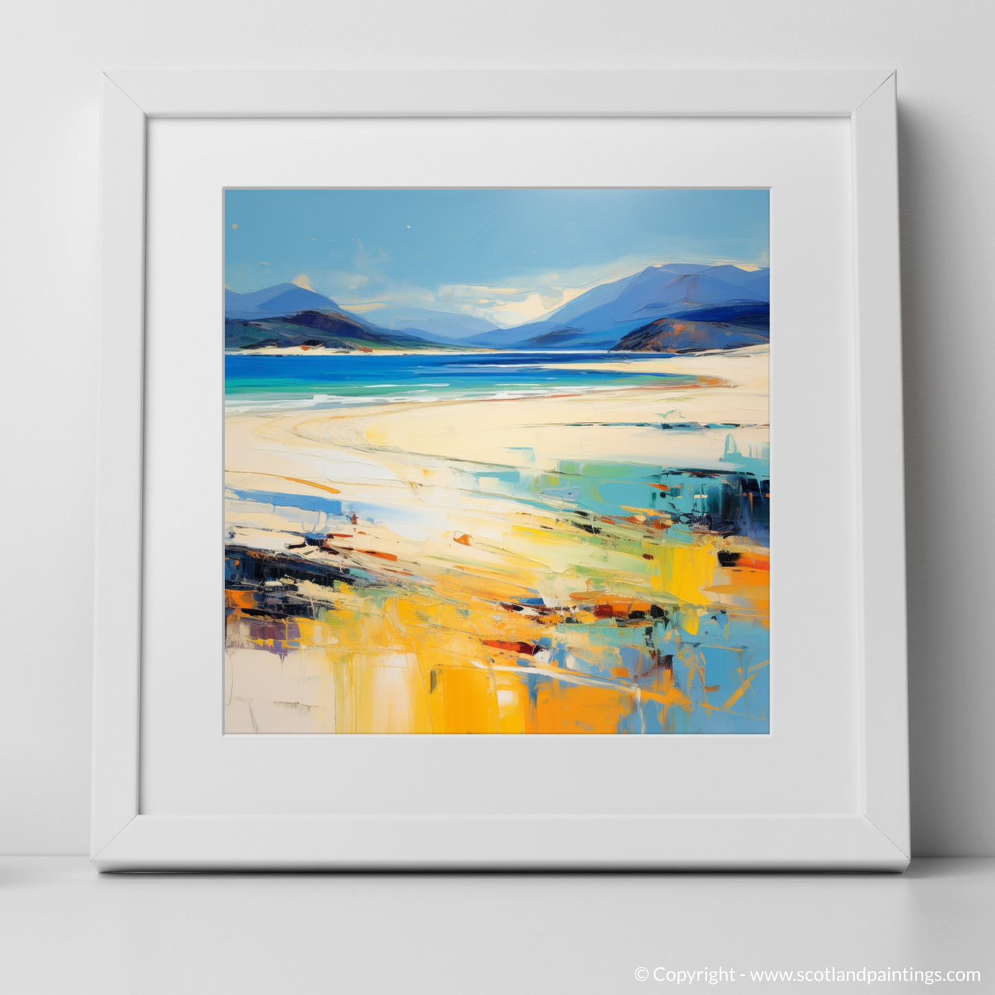 Art Print of Luskentyre Beach, Isle of Harris with a white frame