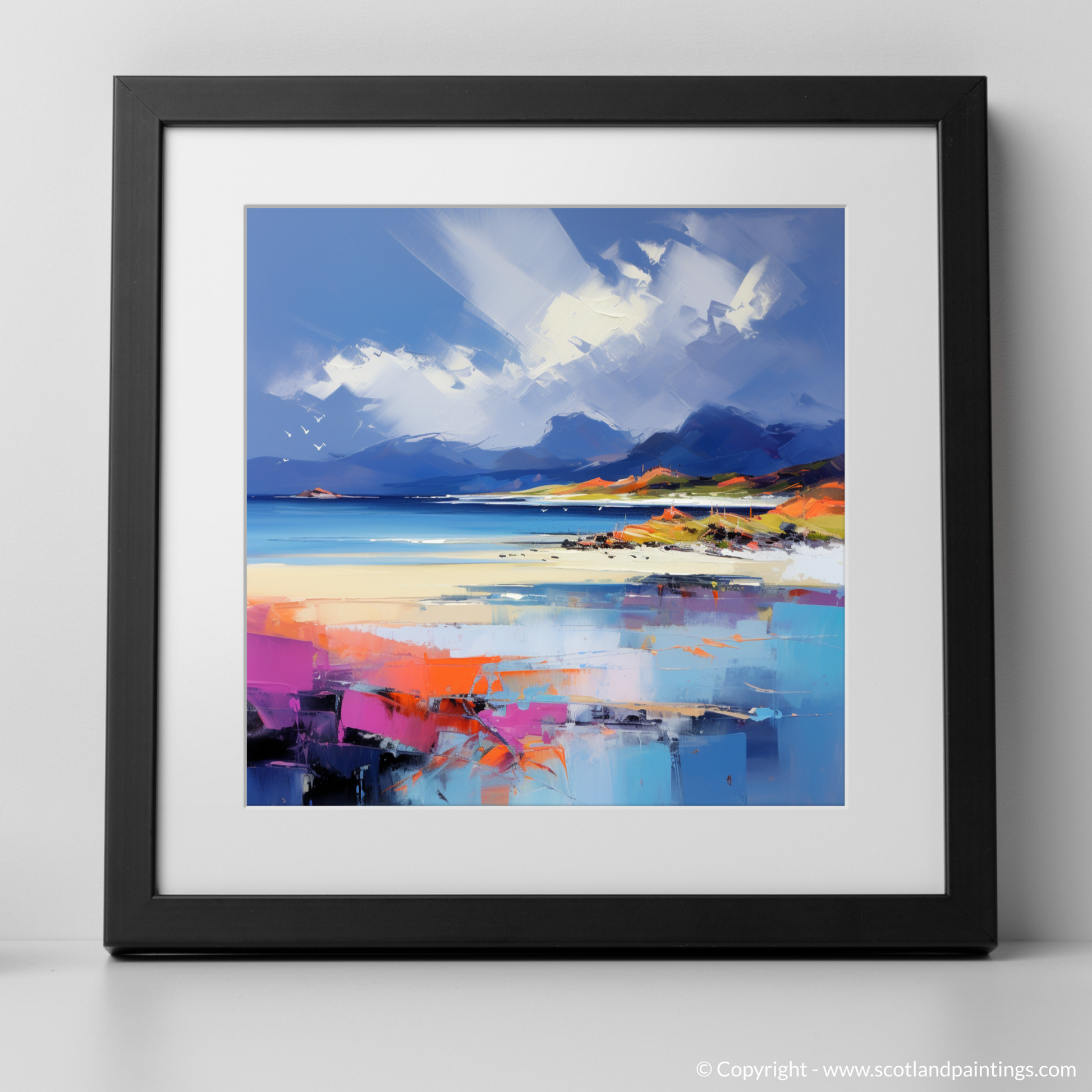 Art Print of Camusdarach Beach, Arisaig with a black frame