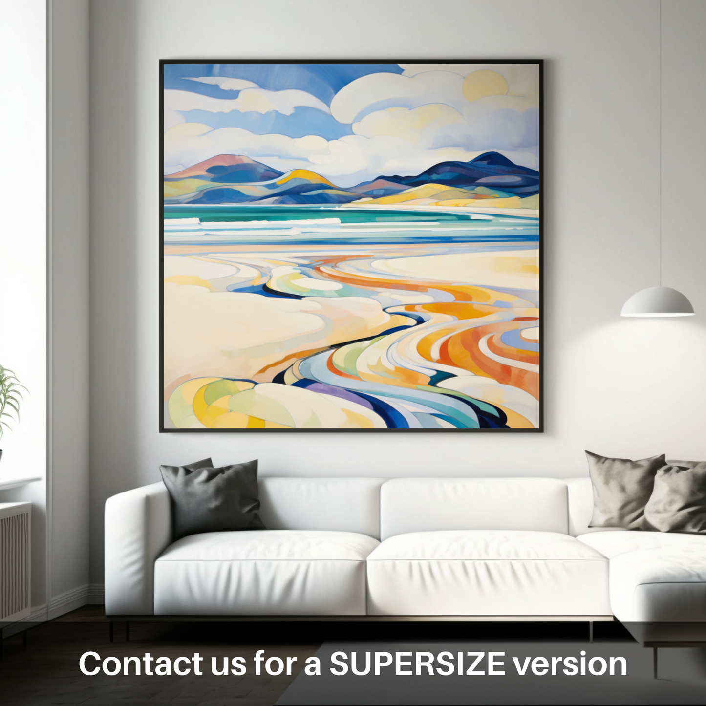 Painting and Art Print of Luskentyre Beach, Isle of Harris. Luskentyre Beach Reverie: An Abstract Ode to Scottish Coastal Splendour.