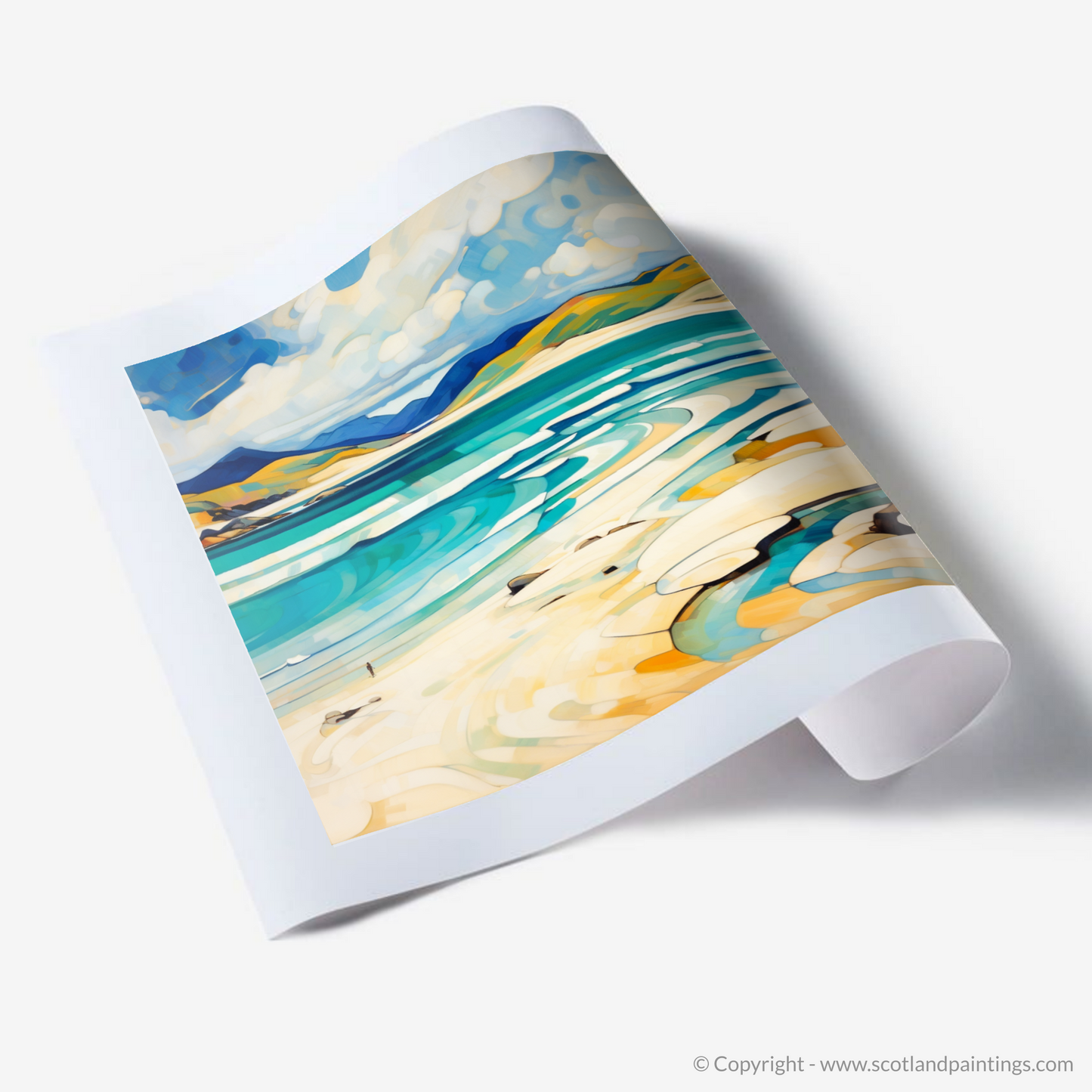 Painting and Art Print of Luskentyre Beach, Isle of Harris. Whispers of Luskentyre: An Abstract Ode to Scottish Shores.