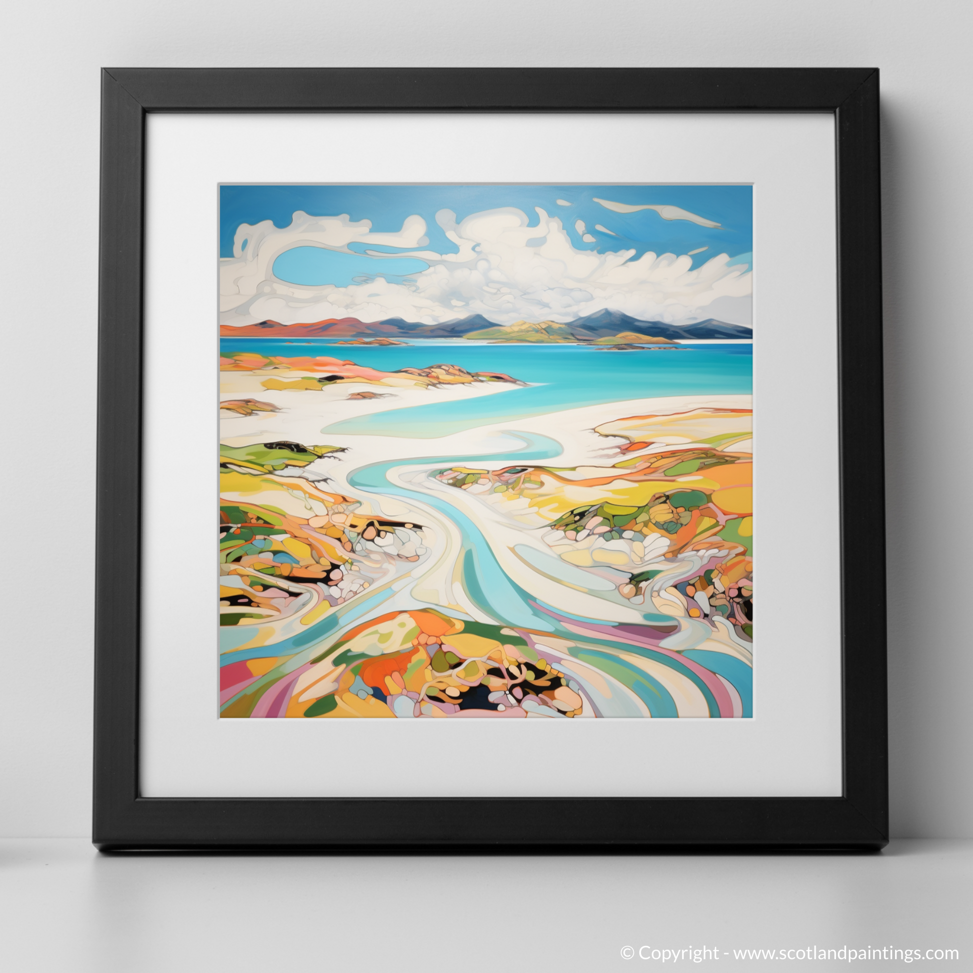 Art Print of Camusdarach Beach, Arisaig with a black frame