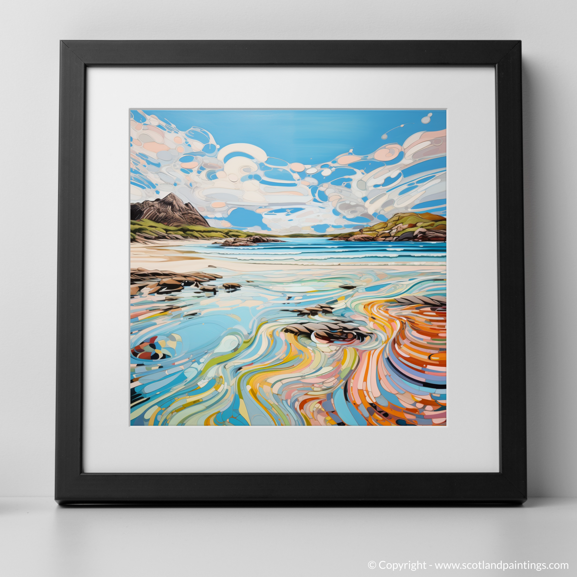 Art Print of Camusdarach Beach, Arisaig with a black frame