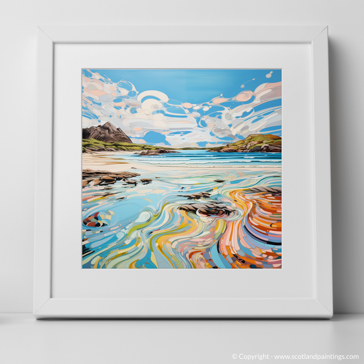 Art Print of Camusdarach Beach, Arisaig with a white frame