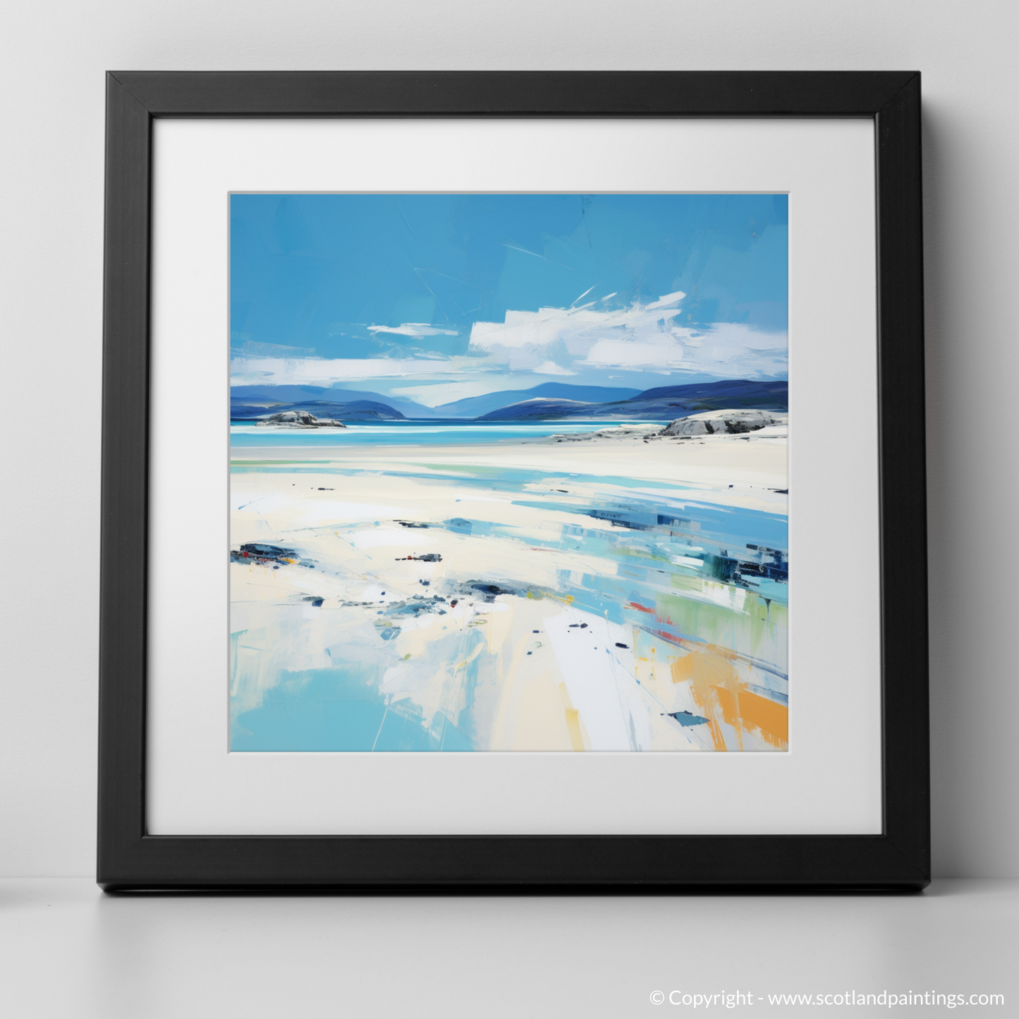 Painting and Art Print of Luskentyre Beach, Isle of Harris. Luskentyre Beach Serenity: A Contemporary Tribute to Scottish Coastlines.