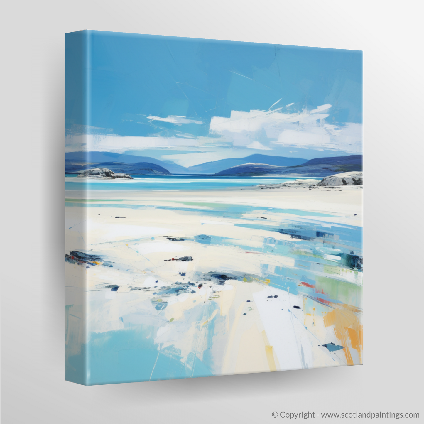 Painting and Art Print of Luskentyre Beach, Isle of Harris. Luskentyre Beach Serenity: A Contemporary Tribute to Scottish Coastlines.