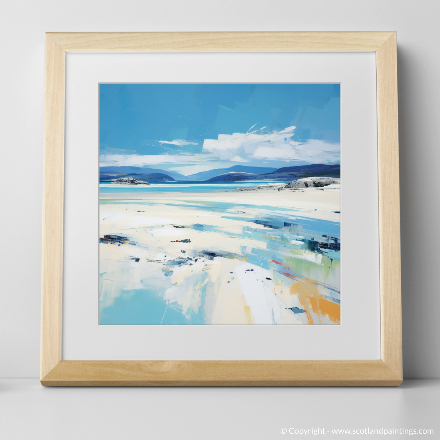 Painting and Art Print of Luskentyre Beach, Isle of Harris. Luskentyre Beach Serenity: A Contemporary Tribute to Scottish Coastlines.