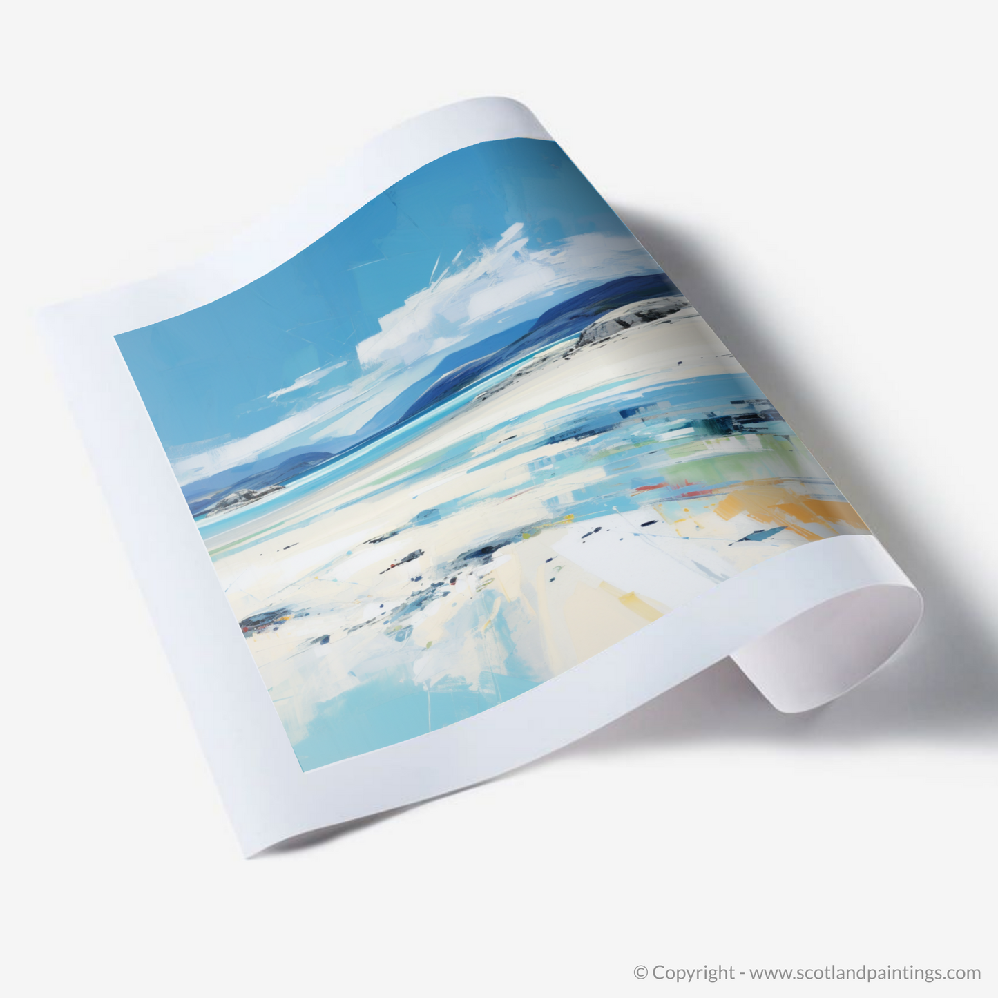 Painting and Art Print of Luskentyre Beach, Isle of Harris. Luskentyre Beach Serenity: A Contemporary Tribute to Scottish Coastlines.