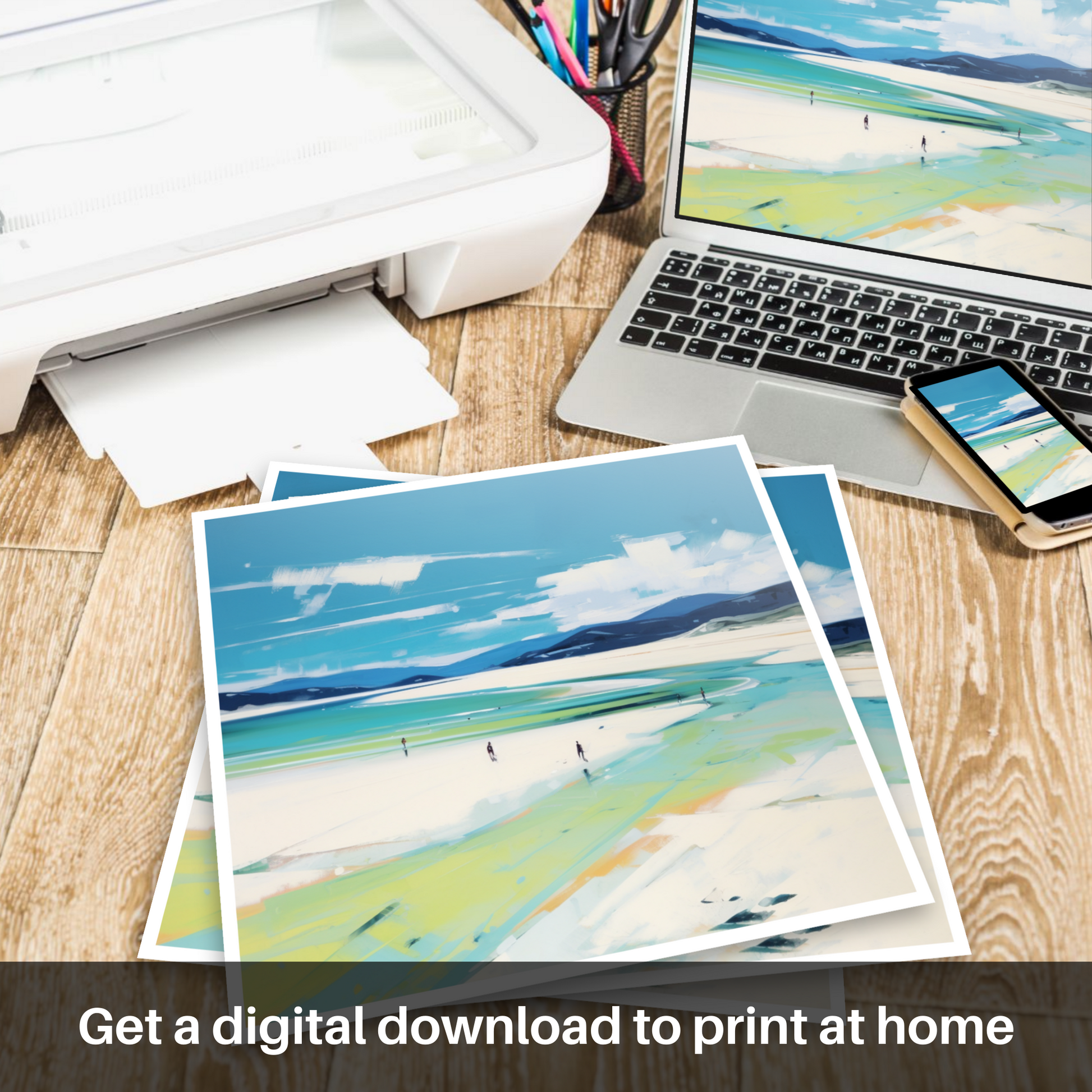 Downloadable and printable picture of Luskentyre Beach, Isle of Harris