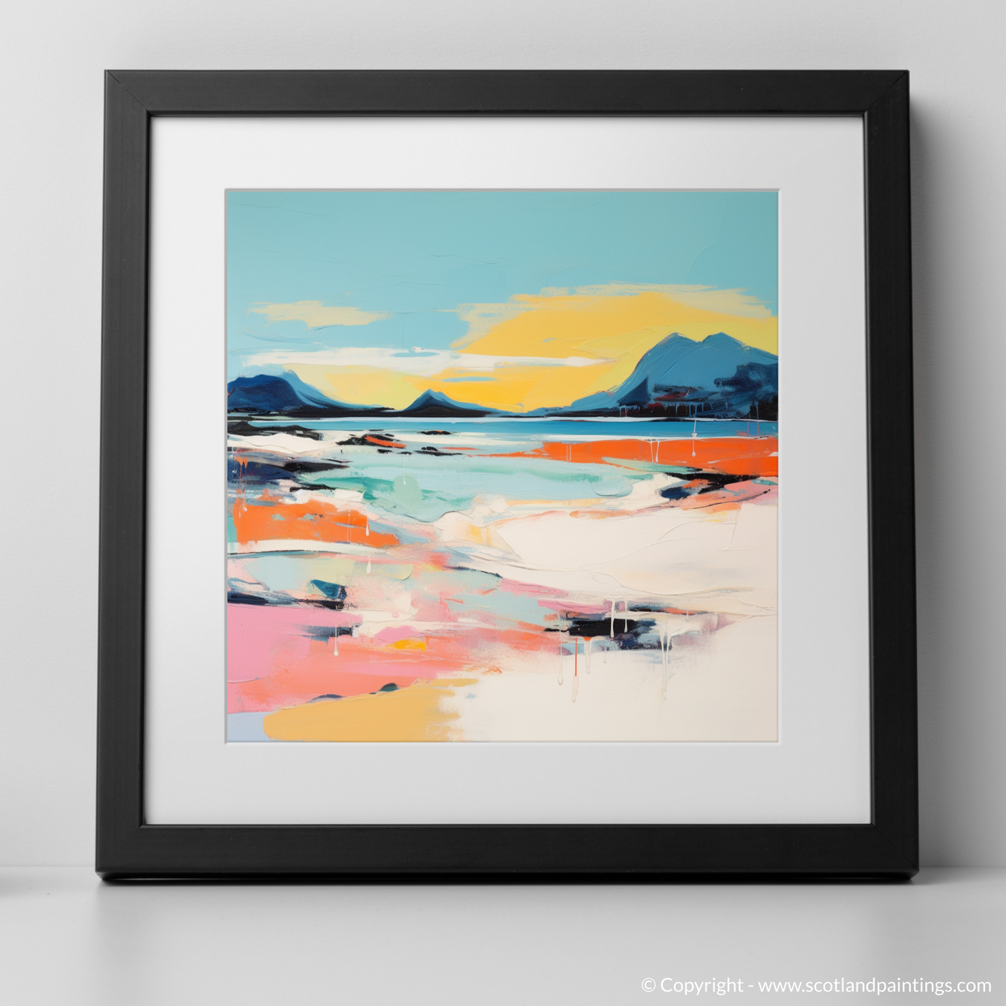 Art Print of Camusdarach Beach, Arisaig with a black frame