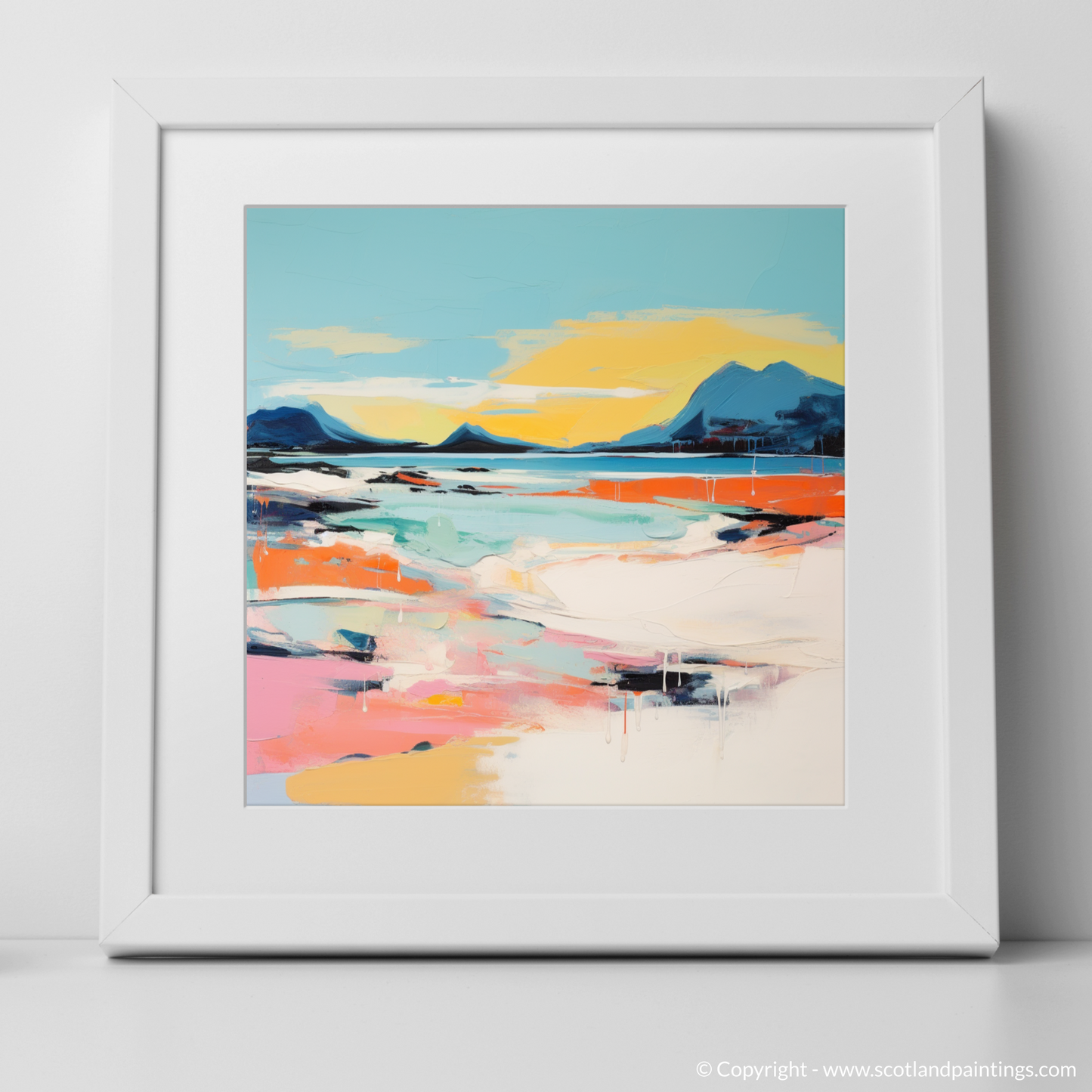 Art Print of Camusdarach Beach, Arisaig with a white frame