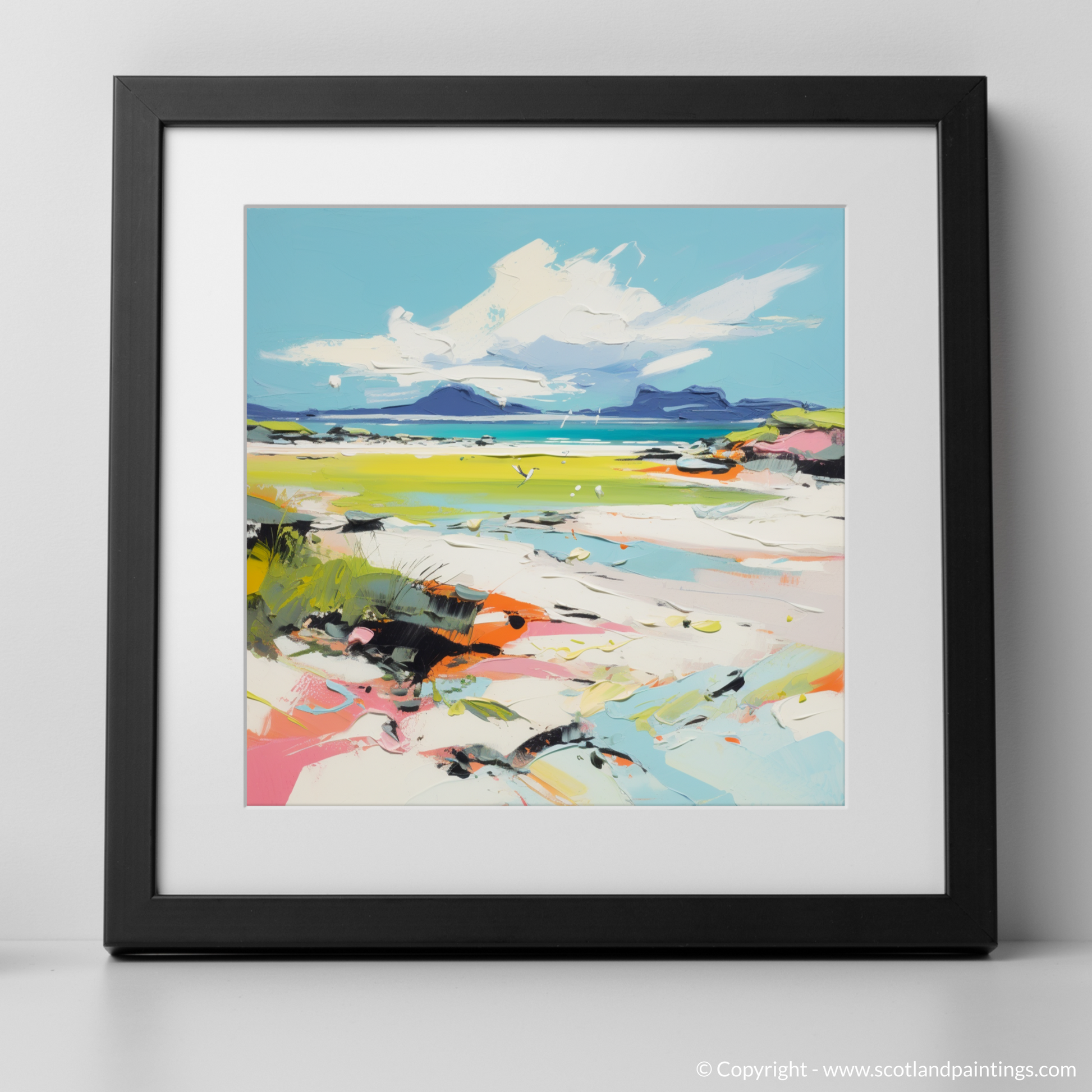 Art Print of Camusdarach Beach, Arisaig with a black frame