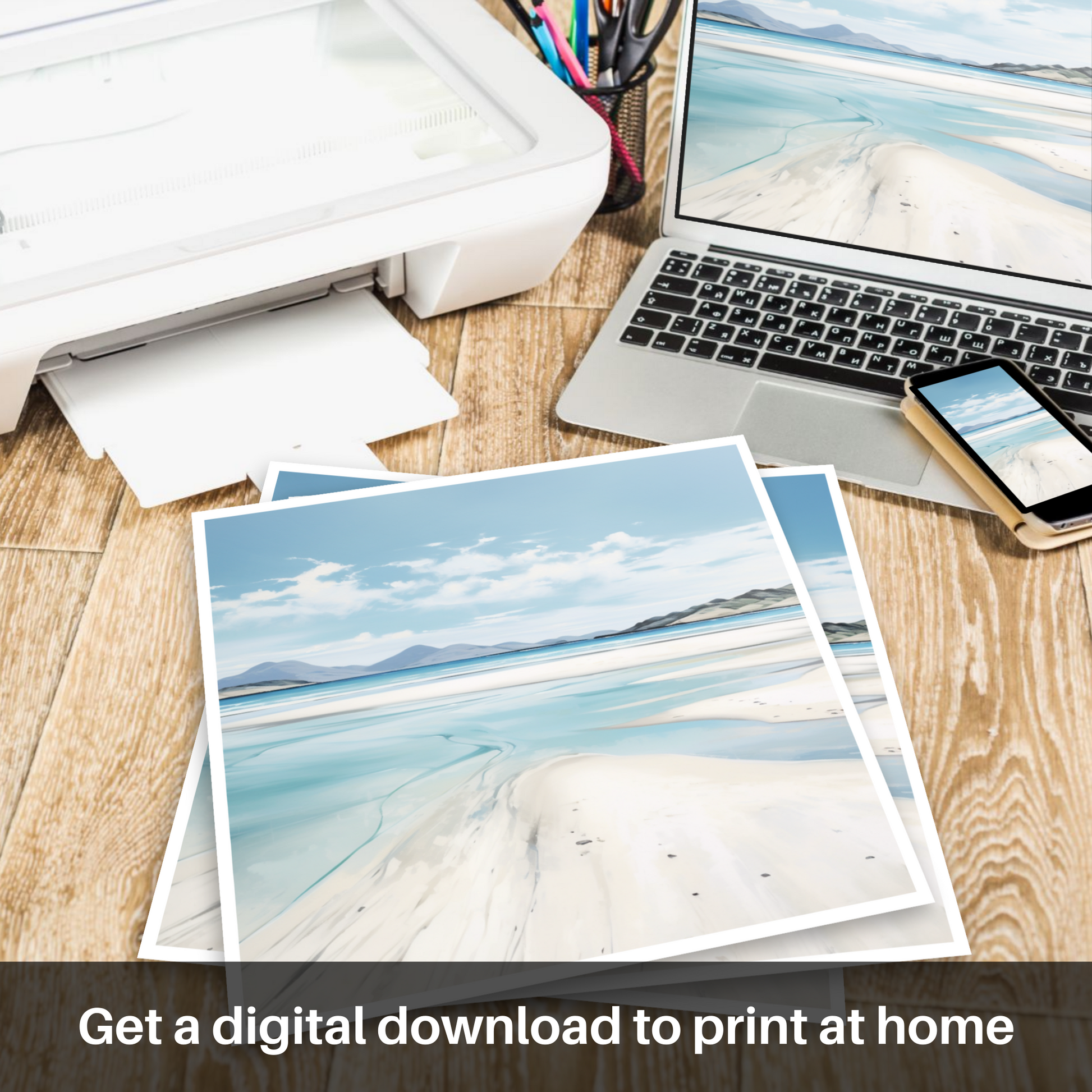 Downloadable and printable picture of Luskentyre Beach, Isle of Harris