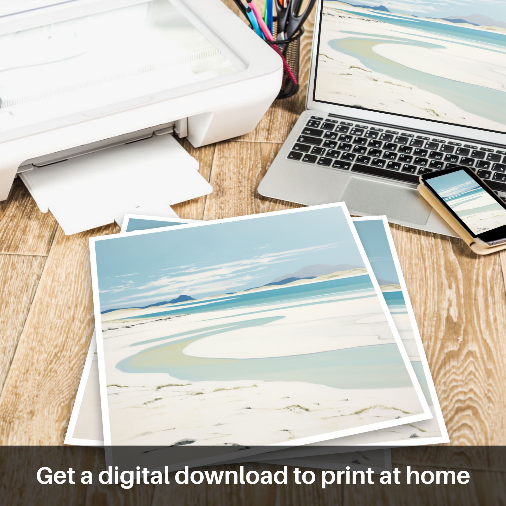 Downloadable and printable picture of Luskentyre Beach, Isle of Harris