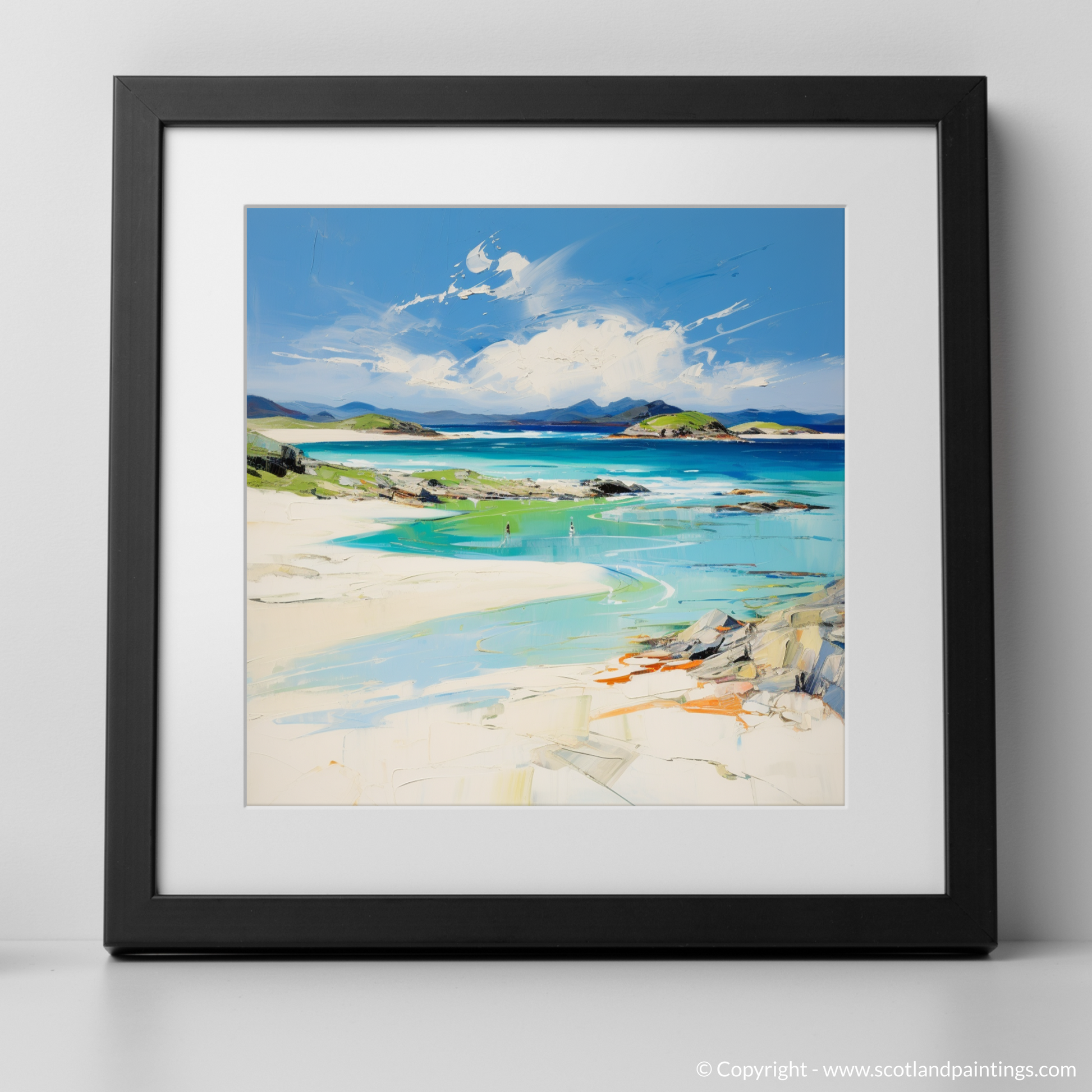 Art Print of Camusdarach Beach, Arisaig with a black frame