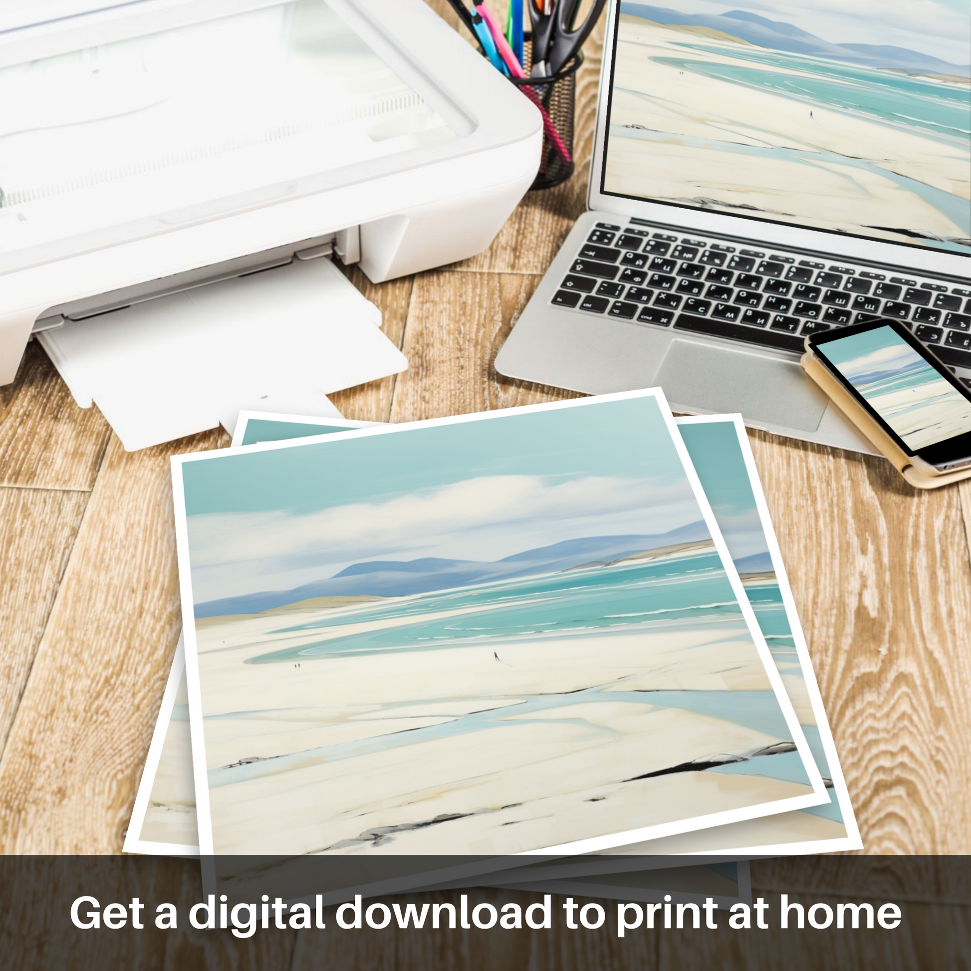 Downloadable and printable picture of Luskentyre Beach, Isle of Harris