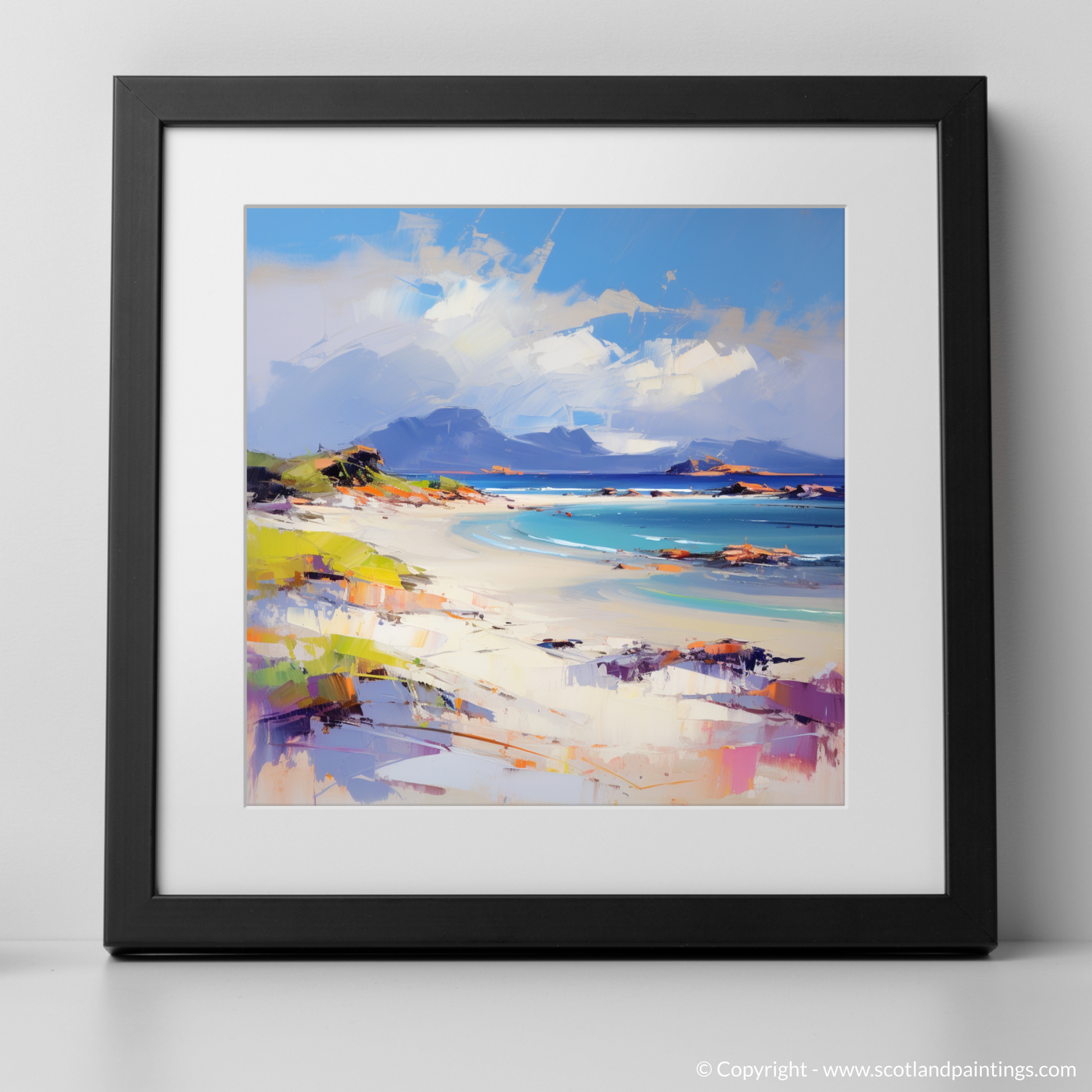 Art Print of Camusdarach Beach, Arisaig with a black frame