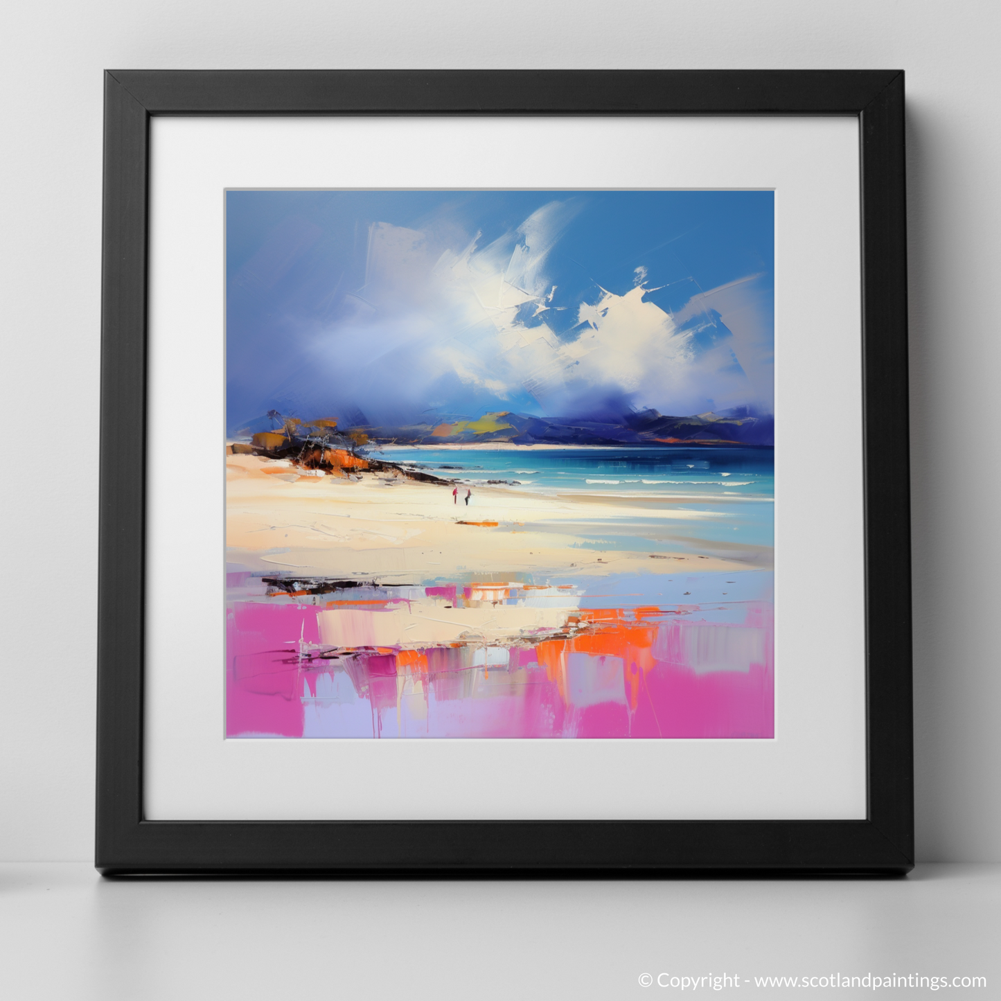 Art Print of Camusdarach Beach, Arisaig with a black frame