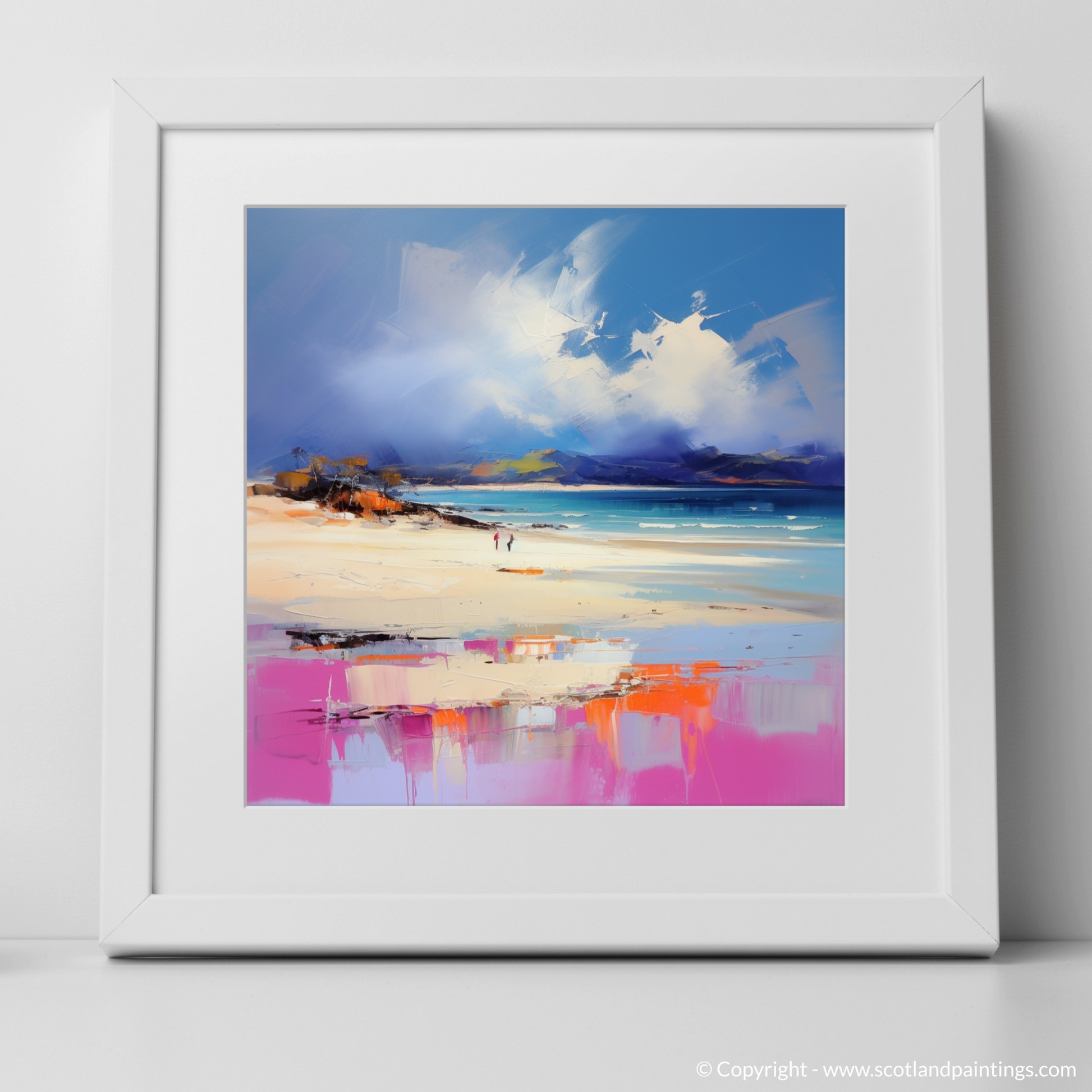 Art Print of Camusdarach Beach, Arisaig with a white frame