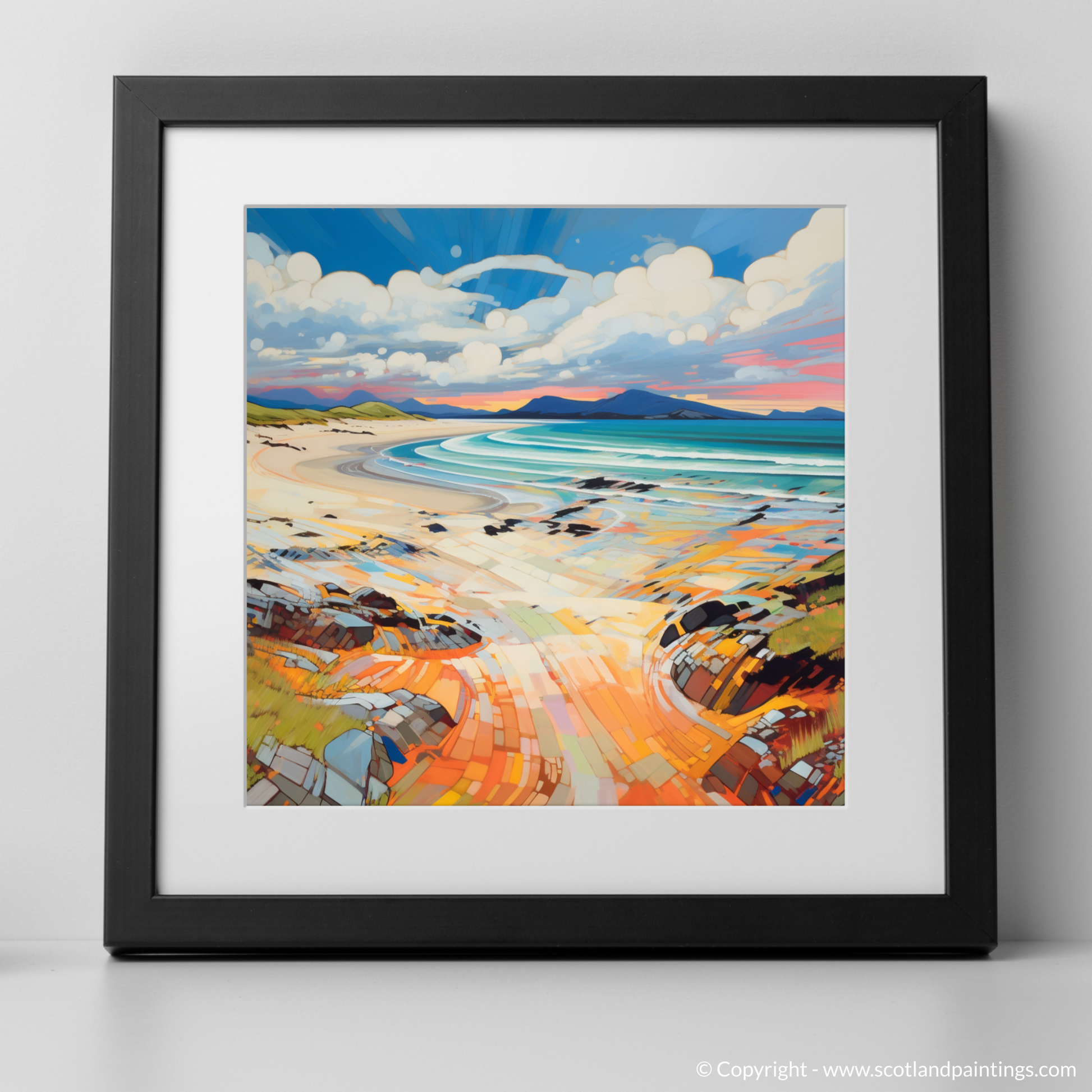 Art Print of Camusdarach Beach, Arisaig with a black frame