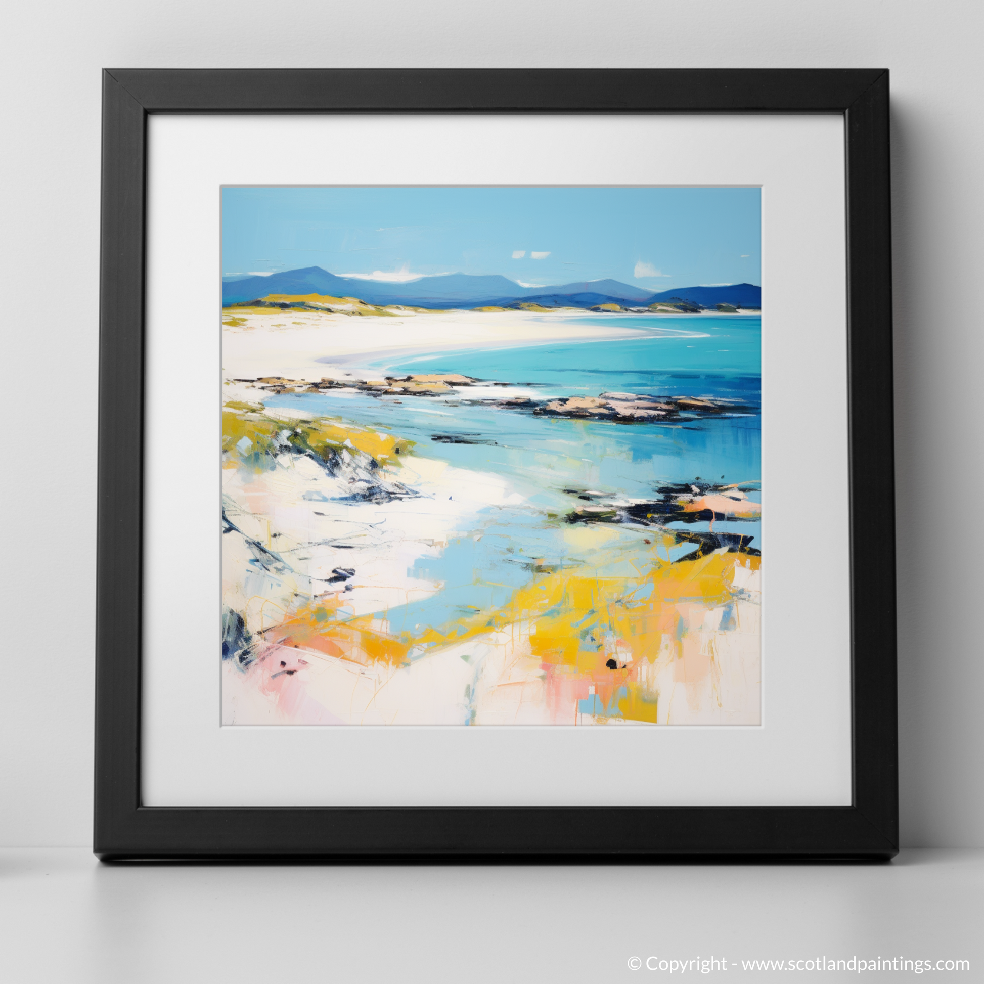 Art Print of Camusdarach Beach, Arisaig with a black frame