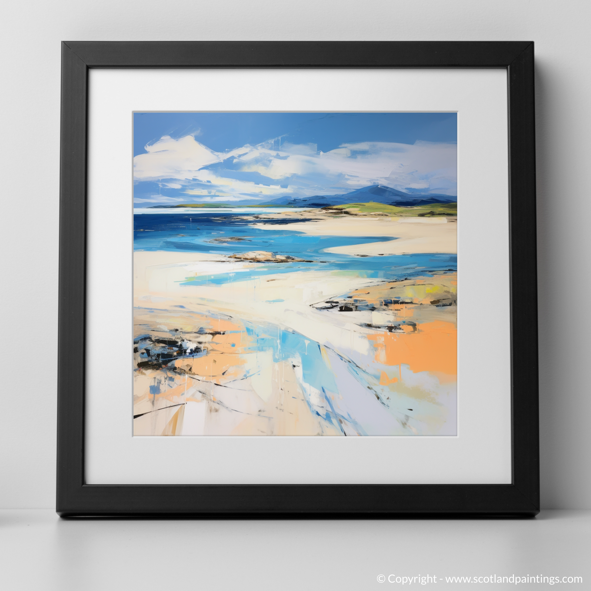 Art Print of Camusdarach Beach, Arisaig with a black frame