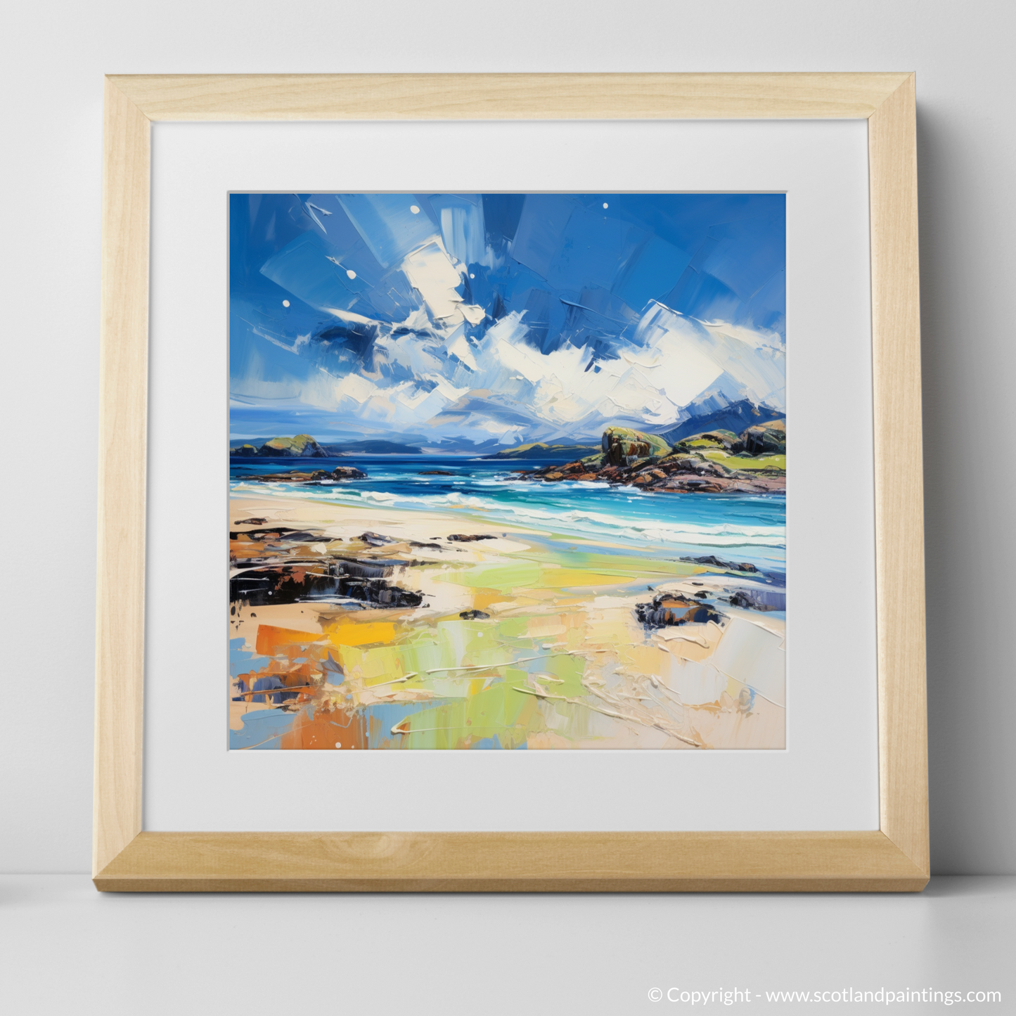 Art Print of Camusdarach Beach, Arisaig with a natural frame