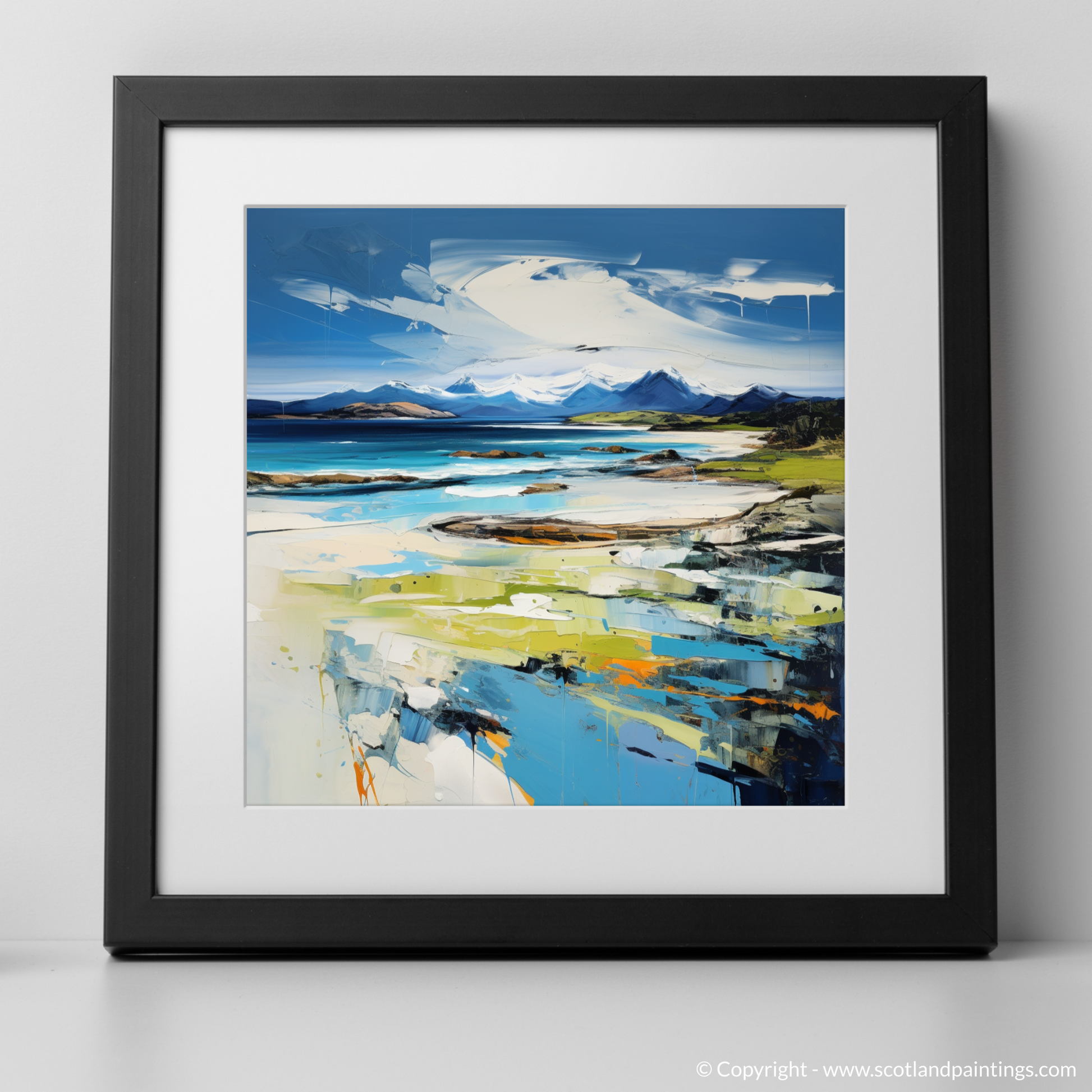 Art Print of Camusdarach Beach, Arisaig with a black frame