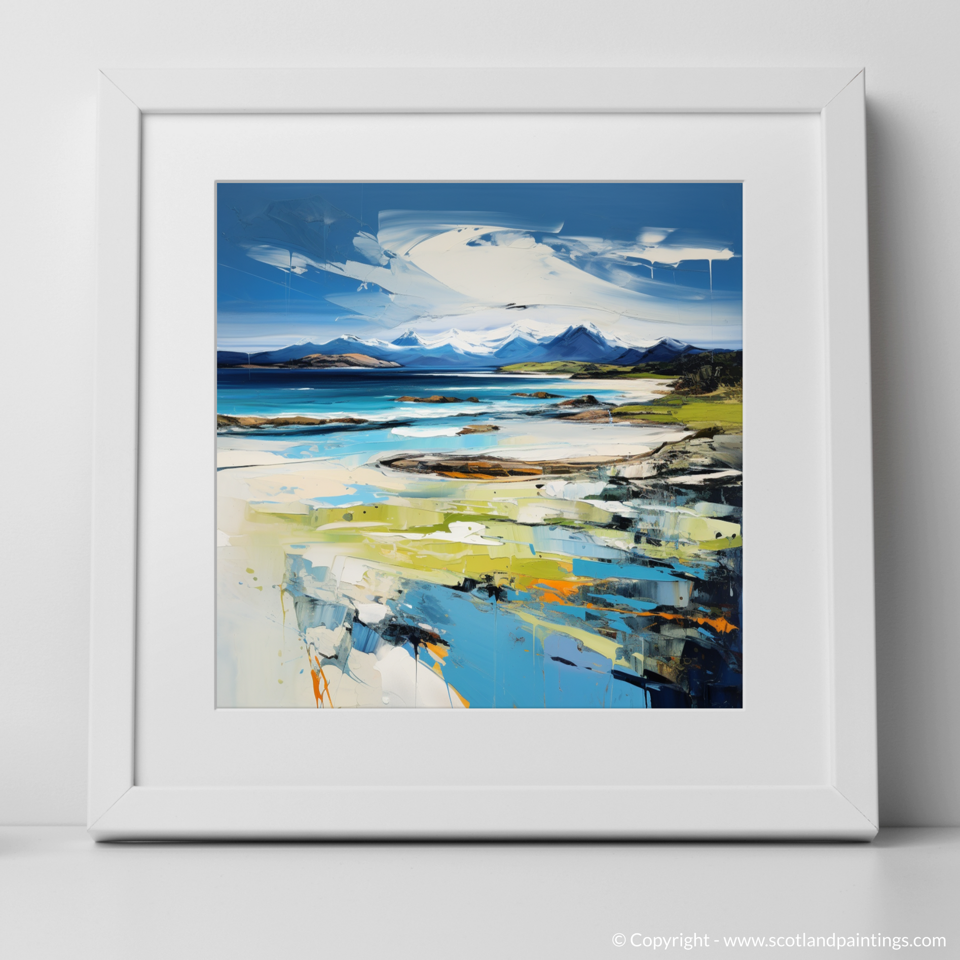 Art Print of Camusdarach Beach, Arisaig with a white frame