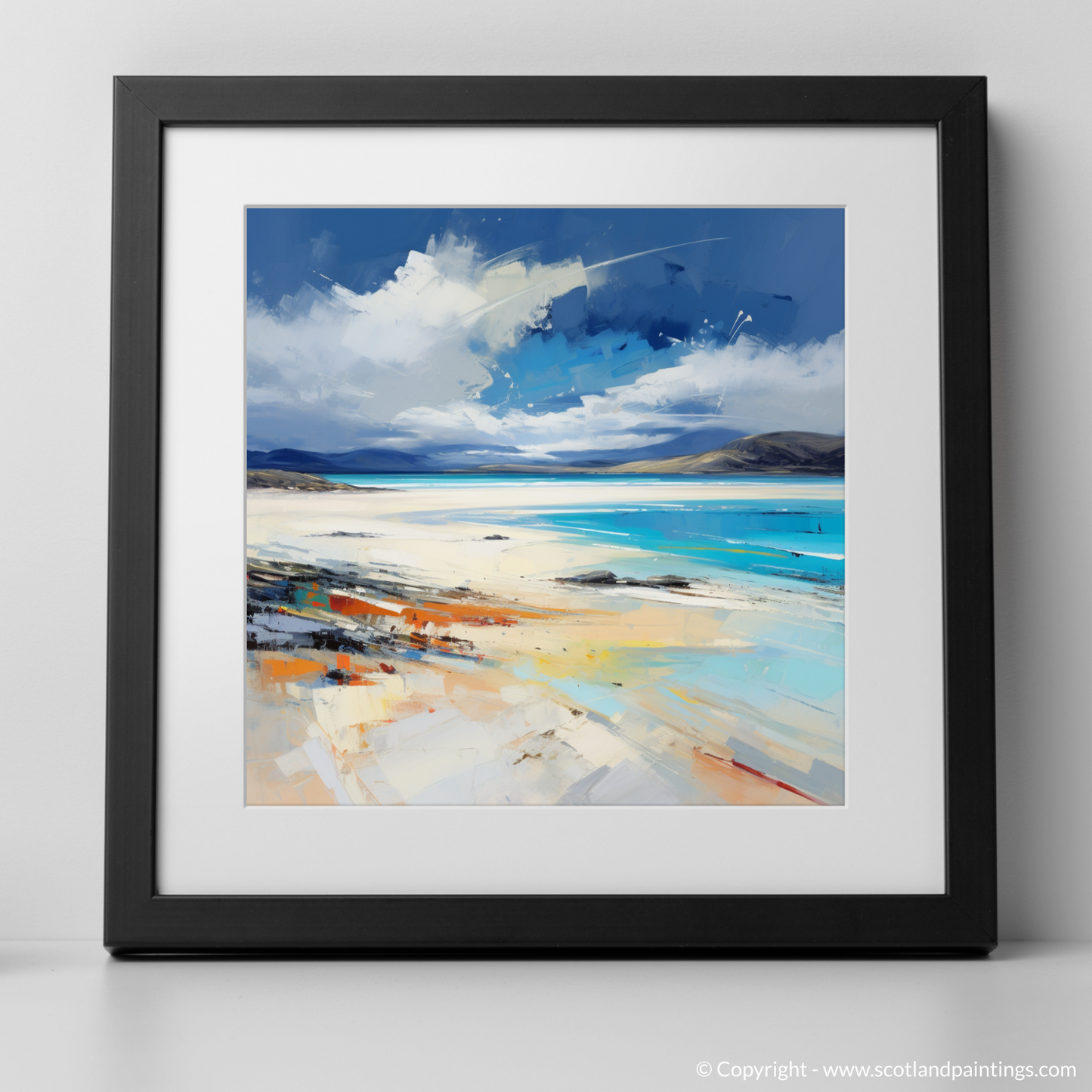 Painting and Art Print of Luskentyre Beach, Isle of Harris. Luskentyre Beach: An Expressionist Ode to Scotland's Wild Coast.