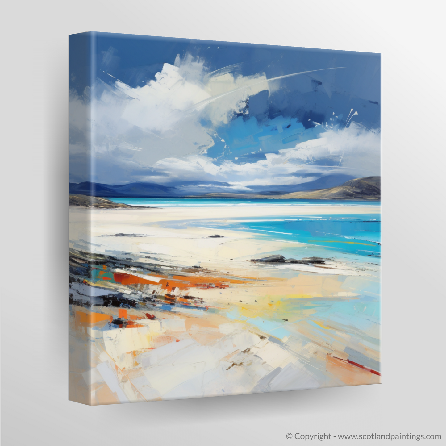 Painting and Art Print of Luskentyre Beach, Isle of Harris. Luskentyre Beach: An Expressionist Ode to Scotland's Wild Coast.