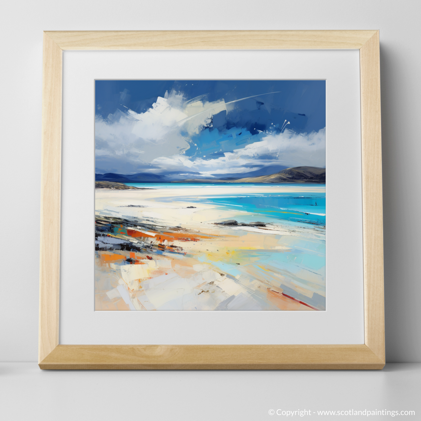 Painting and Art Print of Luskentyre Beach, Isle of Harris. Luskentyre Beach: An Expressionist Ode to Scotland's Wild Coast.