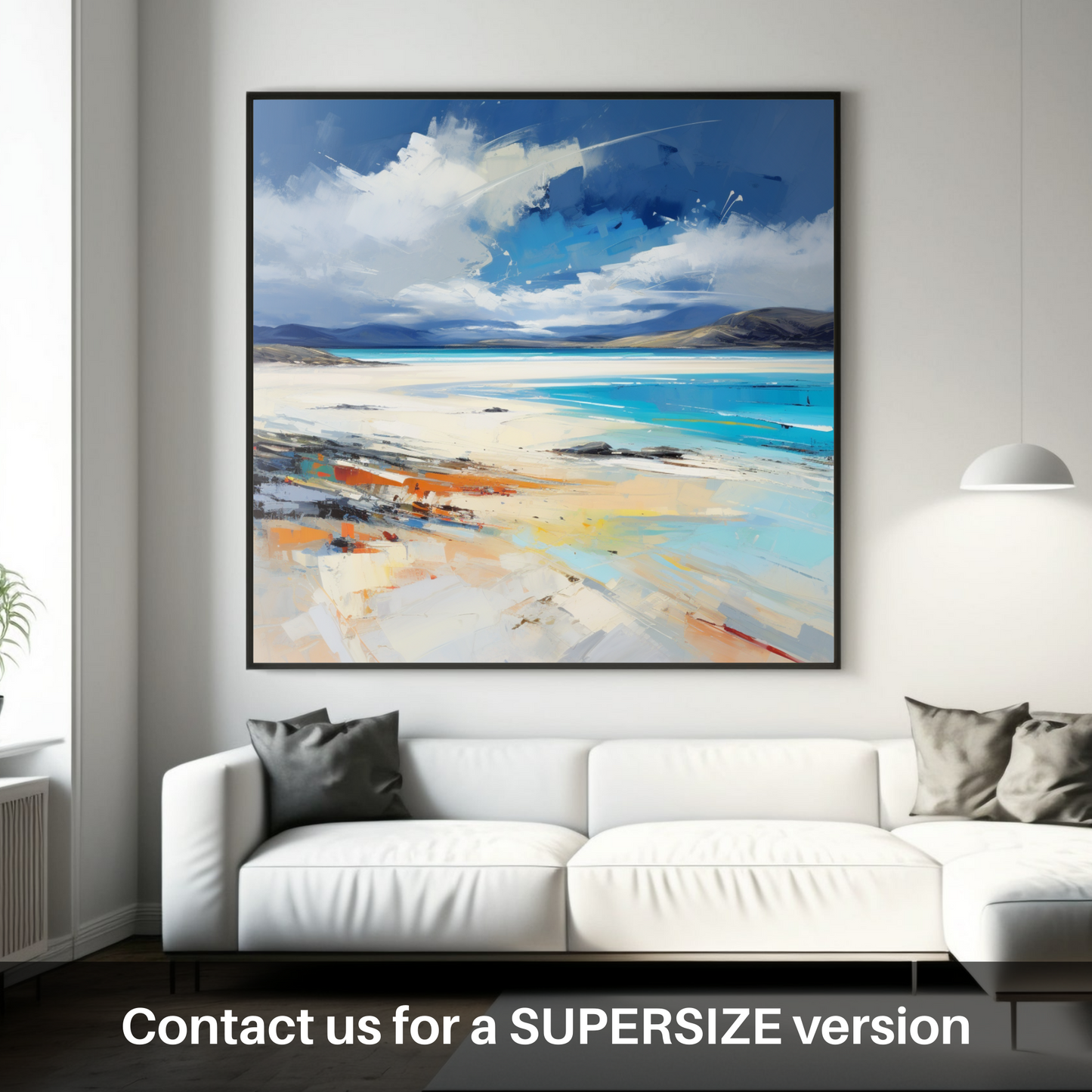 Painting and Art Print of Luskentyre Beach, Isle of Harris. Luskentyre Beach: An Expressionist Ode to Scotland's Wild Coast.