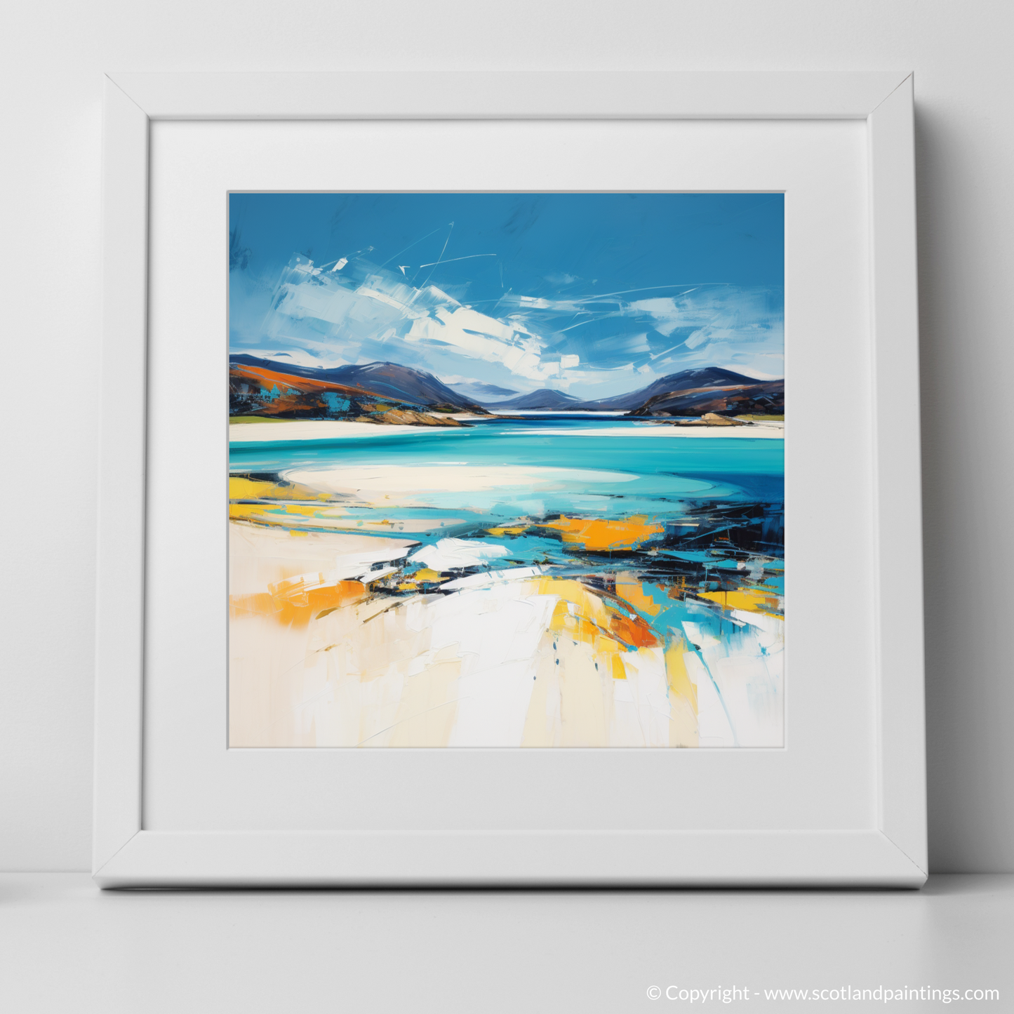 Art Print of Luskentyre Beach, Isle of Harris with a white frame