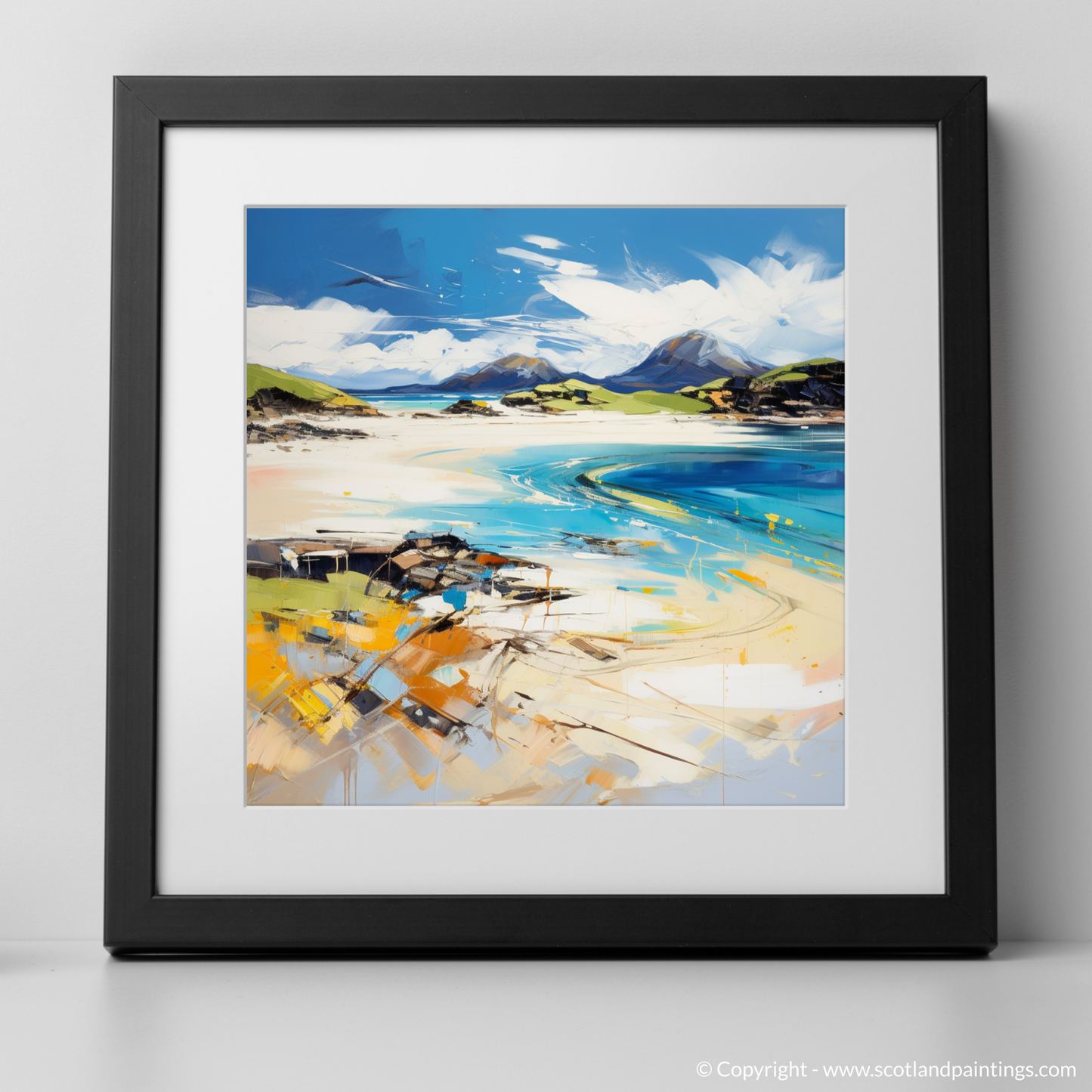 Painting and Art Print of Camusdarach Beach, Arisaig. Expressionism of Camusdarach Beach: A Scottish Coastal Tapestry.