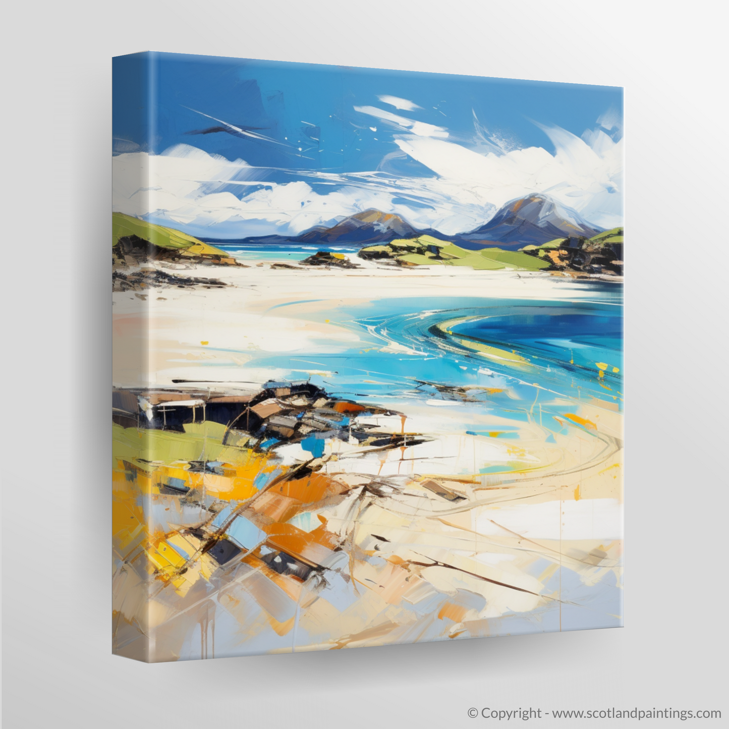 Painting and Art Print of Camusdarach Beach, Arisaig. Expressionism of Camusdarach Beach: A Scottish Coastal Tapestry.