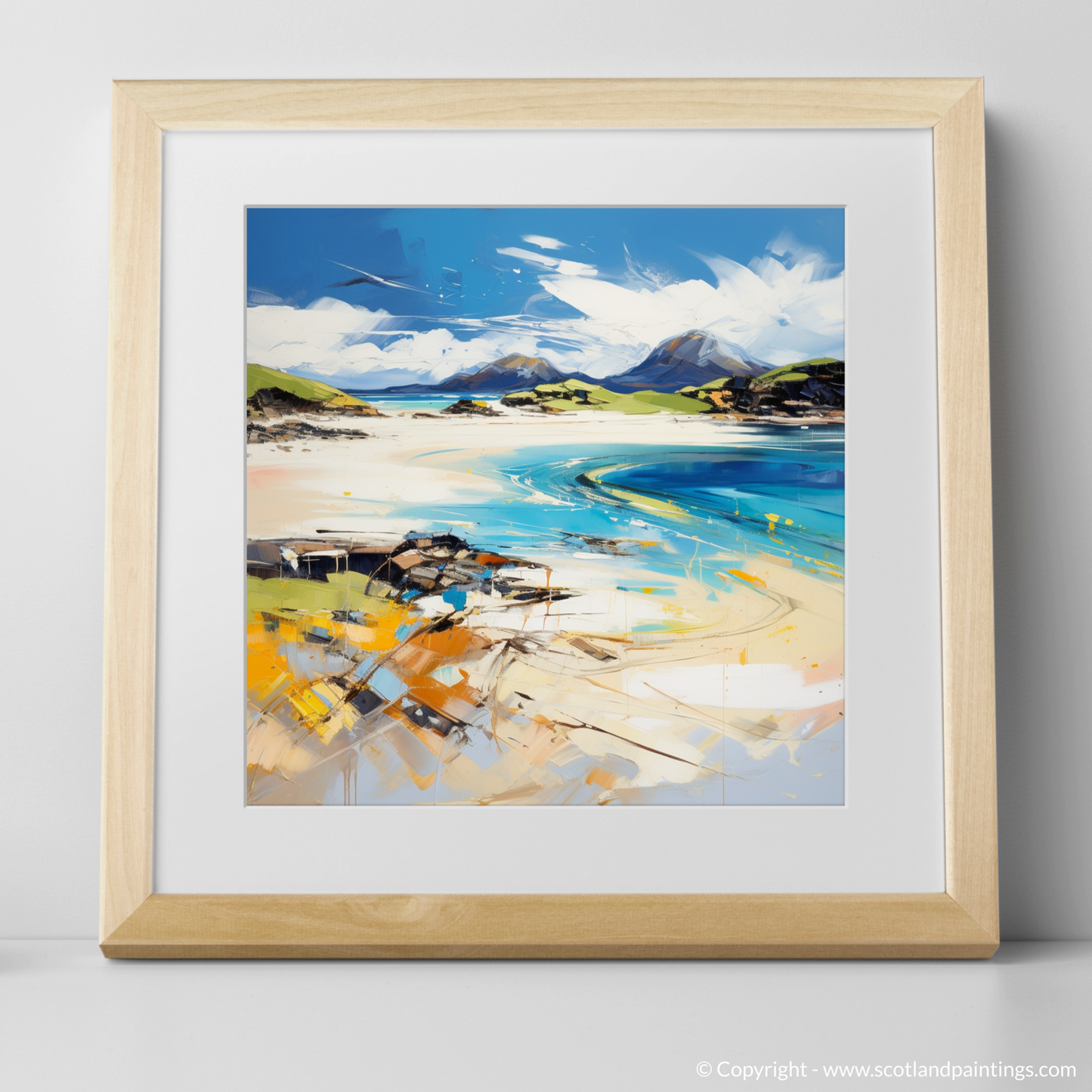 Painting and Art Print of Camusdarach Beach, Arisaig. Expressionism of Camusdarach Beach: A Scottish Coastal Tapestry.