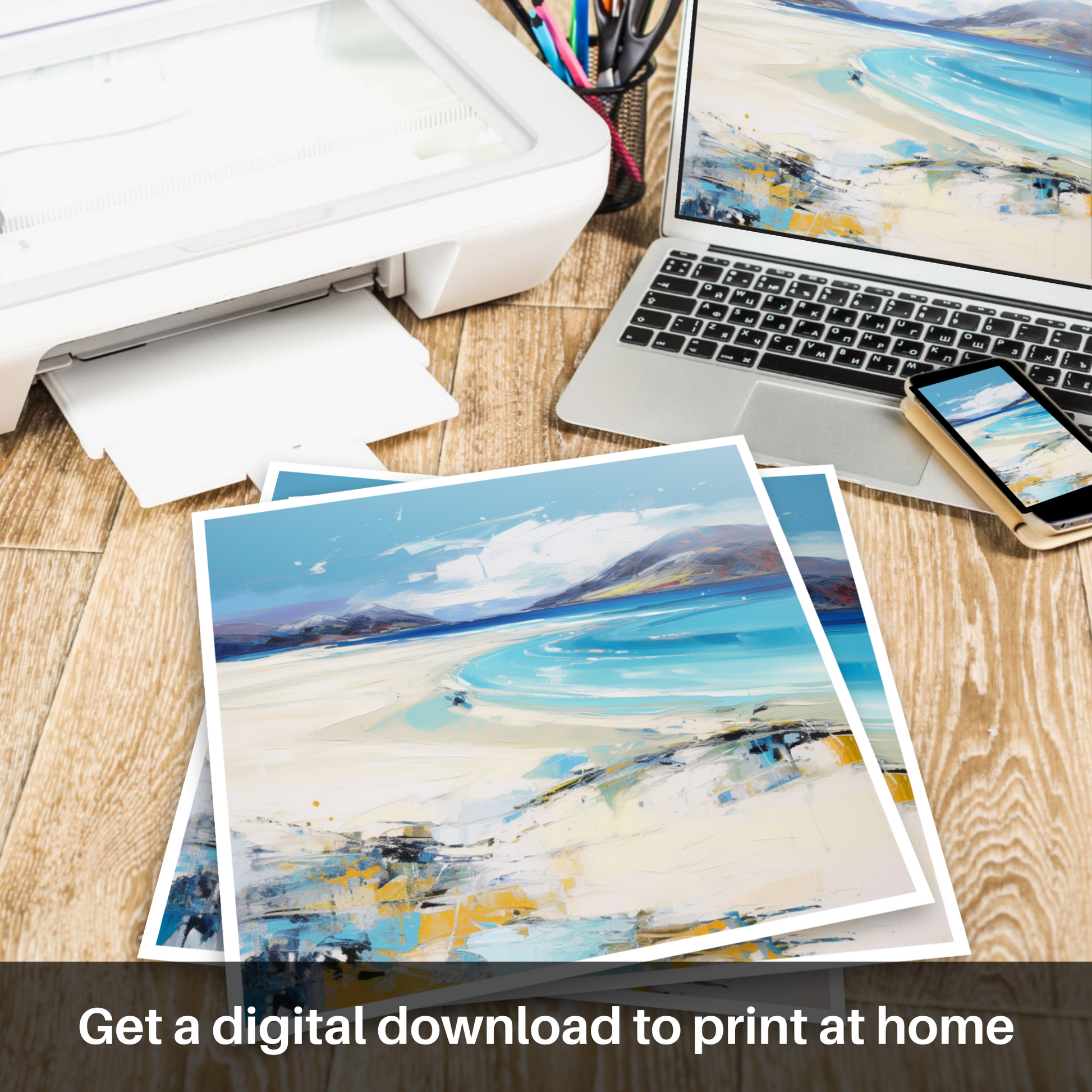 Downloadable and printable picture of Luskentyre Beach, Isle of Harris