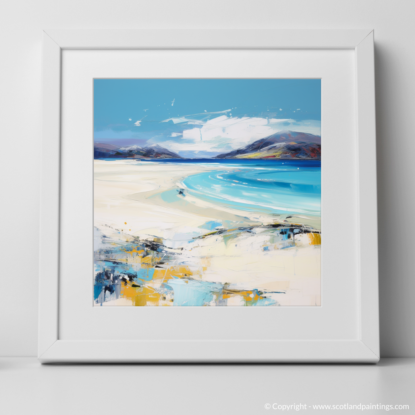 Art Print of Luskentyre Beach, Isle of Harris with a white frame