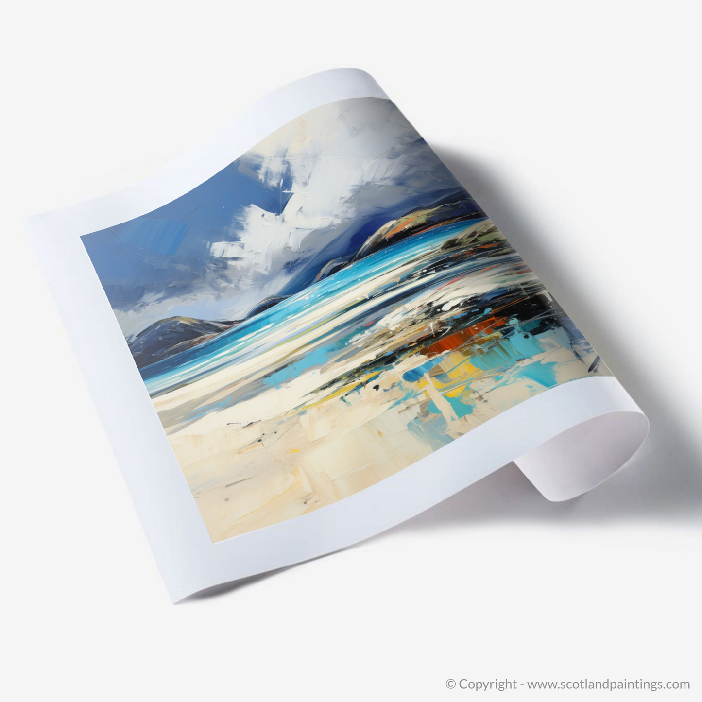 Painting and Art Print of Luskentyre Beach, Isle of Harris. Luskentyre Whispers: An Expressionist Ode to Wild Scotland.