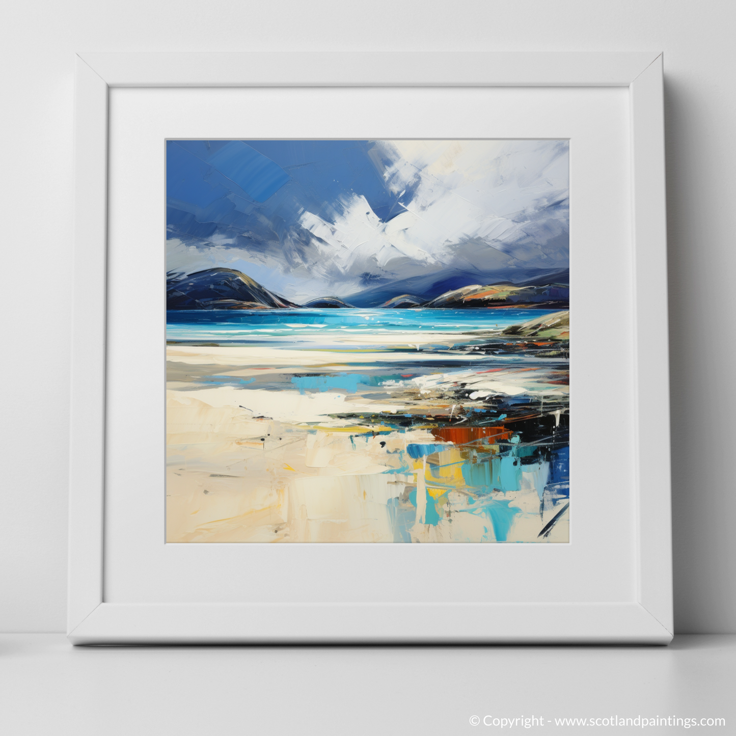 Painting and Art Print of Luskentyre Beach, Isle of Harris. Luskentyre Whispers: An Expressionist Ode to Wild Scotland.