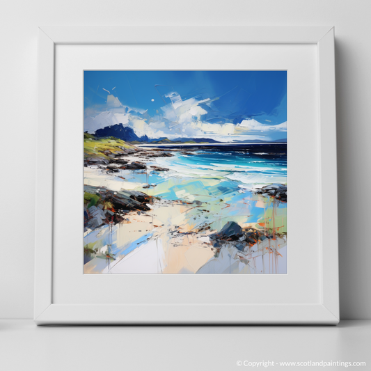 Art Print of Camusdarach Beach, Arisaig with a white frame