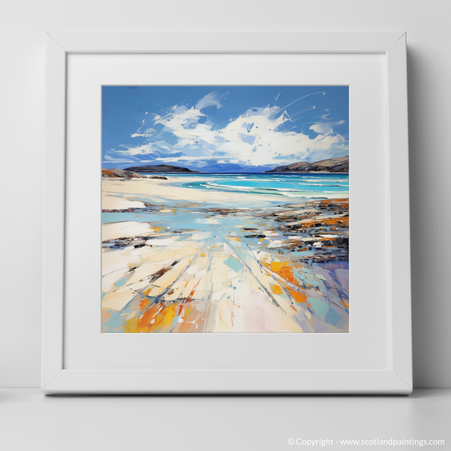 Art Print of Luskentyre Beach, Isle of Harris with a white frame