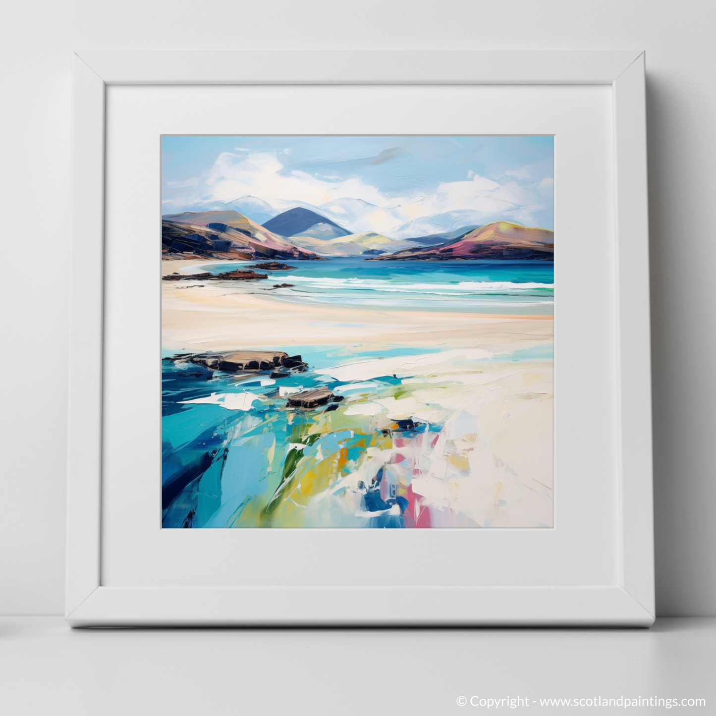 Art Print of Luskentyre Beach, Isle of Harris with a white frame