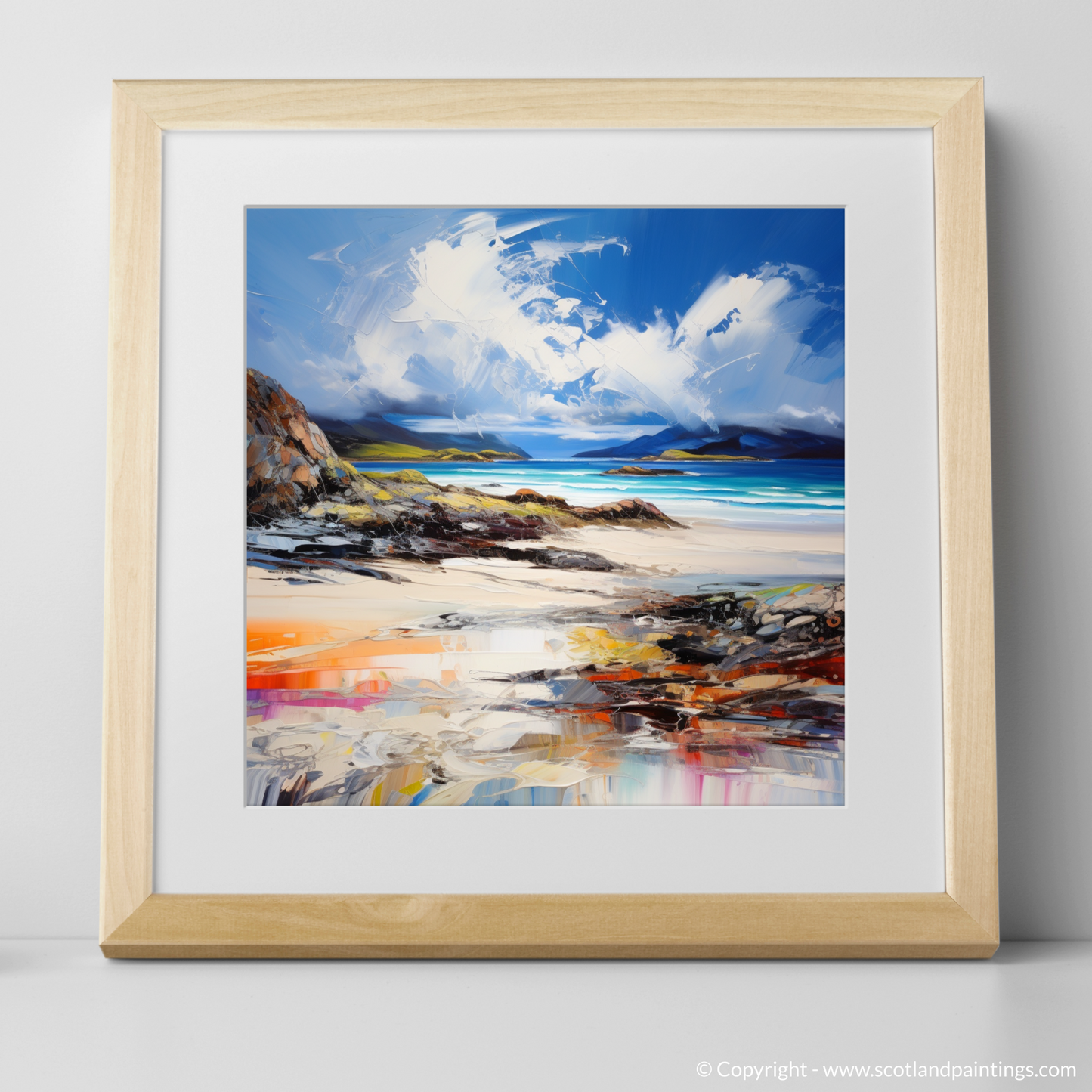 Art Print of Camusdarach Beach, Arisaig with a natural frame